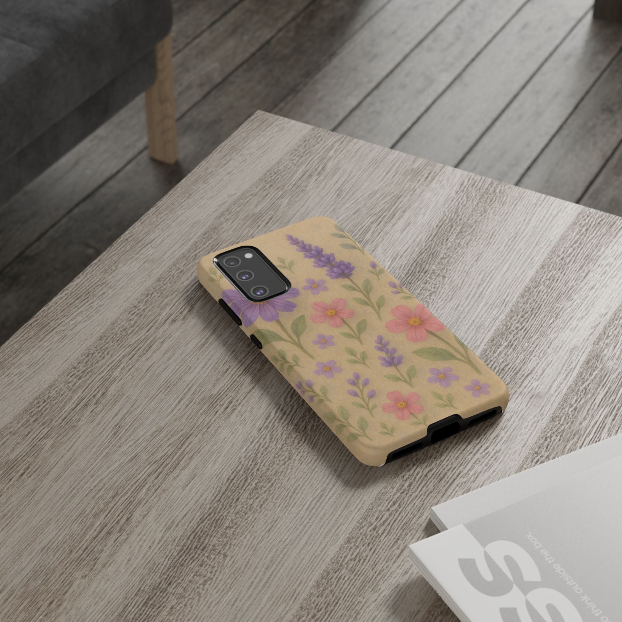3D Illusion Wildflower Phone Case Cute Pastel Floral Design in Lavender, Pink, Mint Green – Aesthetic Protective Case for iPhone and  Android