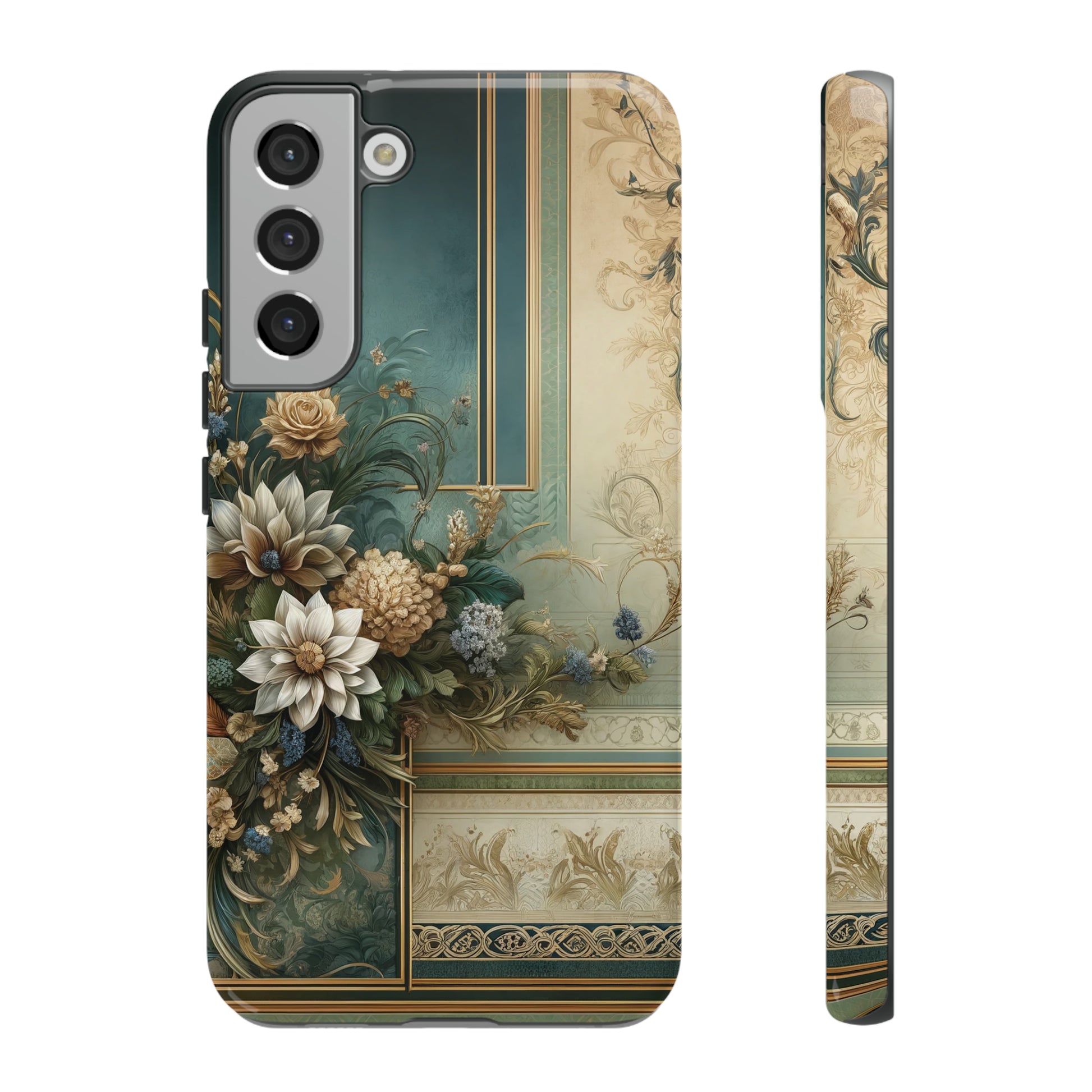 Victorian Floral Boho Luxury Phone Tough Case Floral Elegant Durable Stylish for Modern Devices iPhone 15, Samsung iPhone Samsung Accessory Gift for Her.