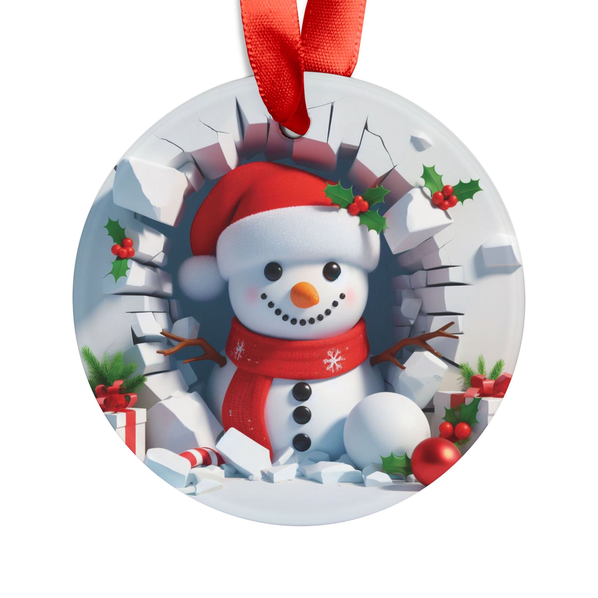 Charming 3D Illusion Snowman Ornament Festive Holiday Captivating Optical Illusion Perfect for Christmas Tree, Gift Acrylic with Ribbon Perfect Gift for Tree, Home, Holiday Keepsake Ideal for Tree Trimming - MRSBYVALLE