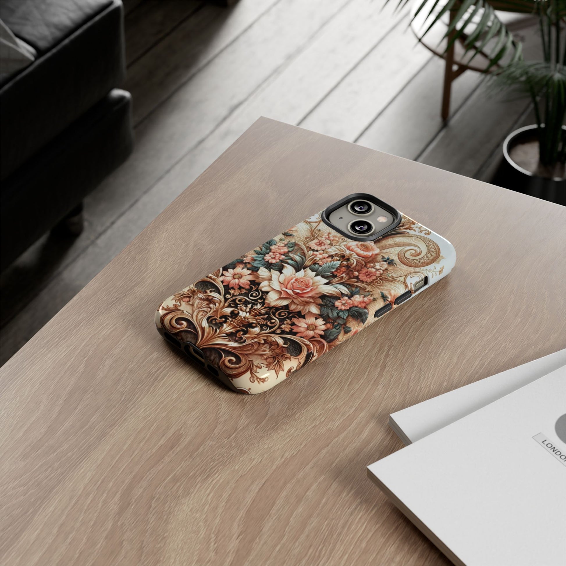 Gold Design Luxury Phone Tough Case Floral Elegant Durable Stylish for Modern Devices iPhone 17, 16, 15, Samsung iPhone Samsung Accessory Gift for Her