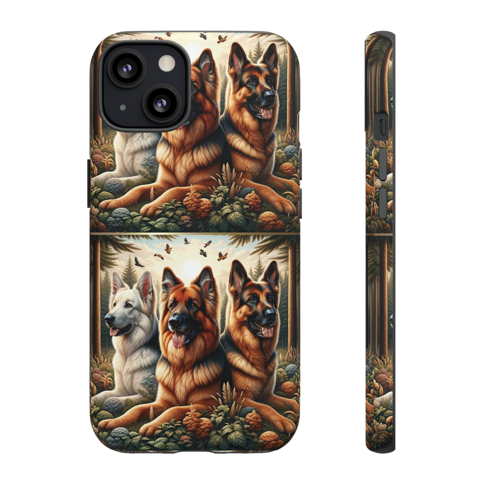 German Shepherd Phone Tough Case Floral Elegant Durable Dog Lover Devices iPhone 15, Samsung iPhone Samsung Accessory Gift for Her.