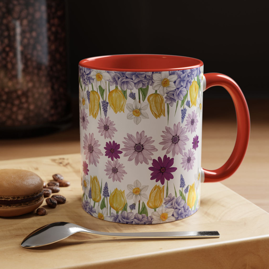 Botanical Floral Mug  Lavender & Yellow Flowers, Ceramic 11oz & 15oz Cup, Ideal Gift for Coffee Lovers, Mother's Day, or Cozy Spring Mornings