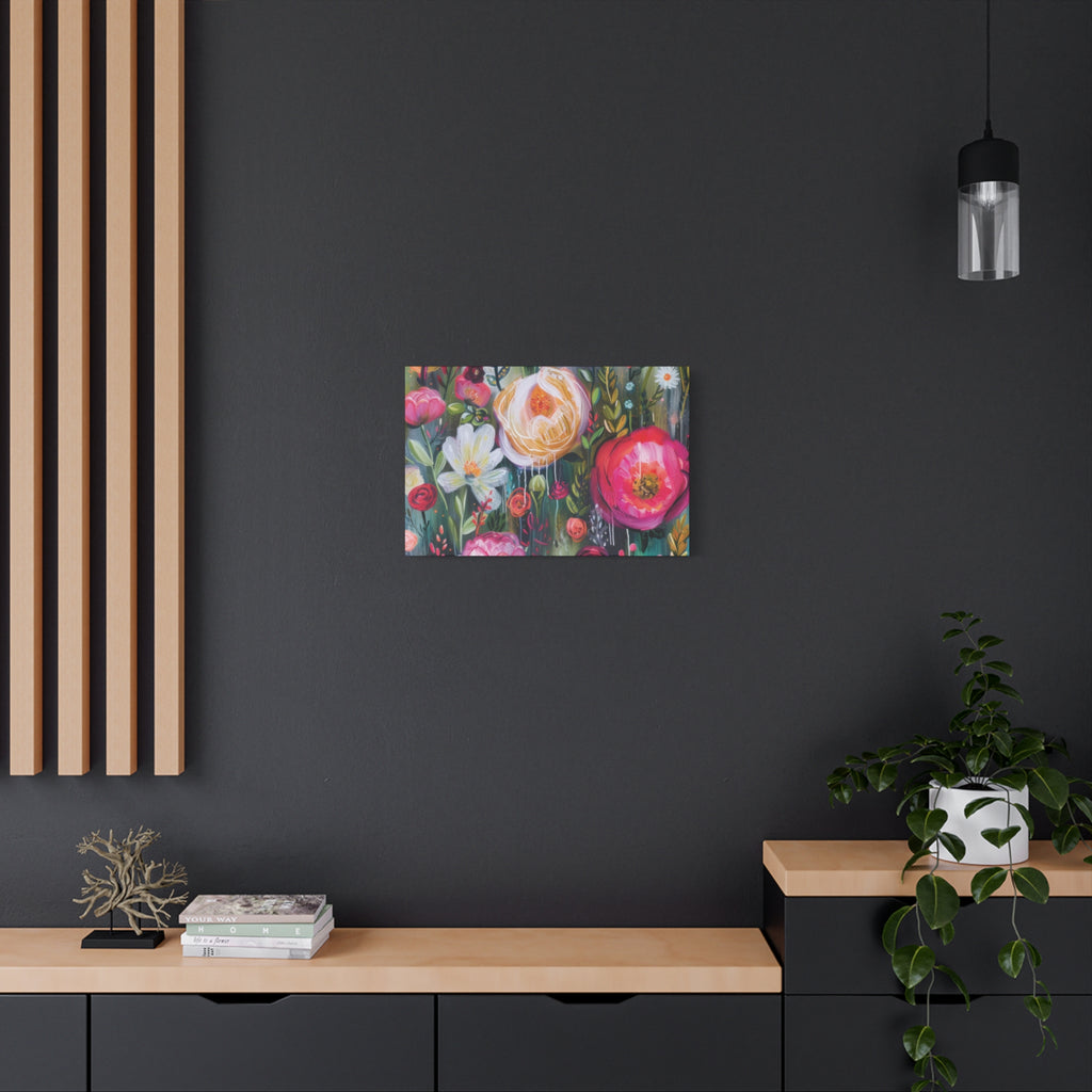 Watercolor Boho Floral Wall Art Matte Canvas Stretched, Vibrant Botanical Design, Perfect for Living Room, Bedroom, or Office Decor, Adds a Stylish Touch to Any Space - MRSBYVALLE