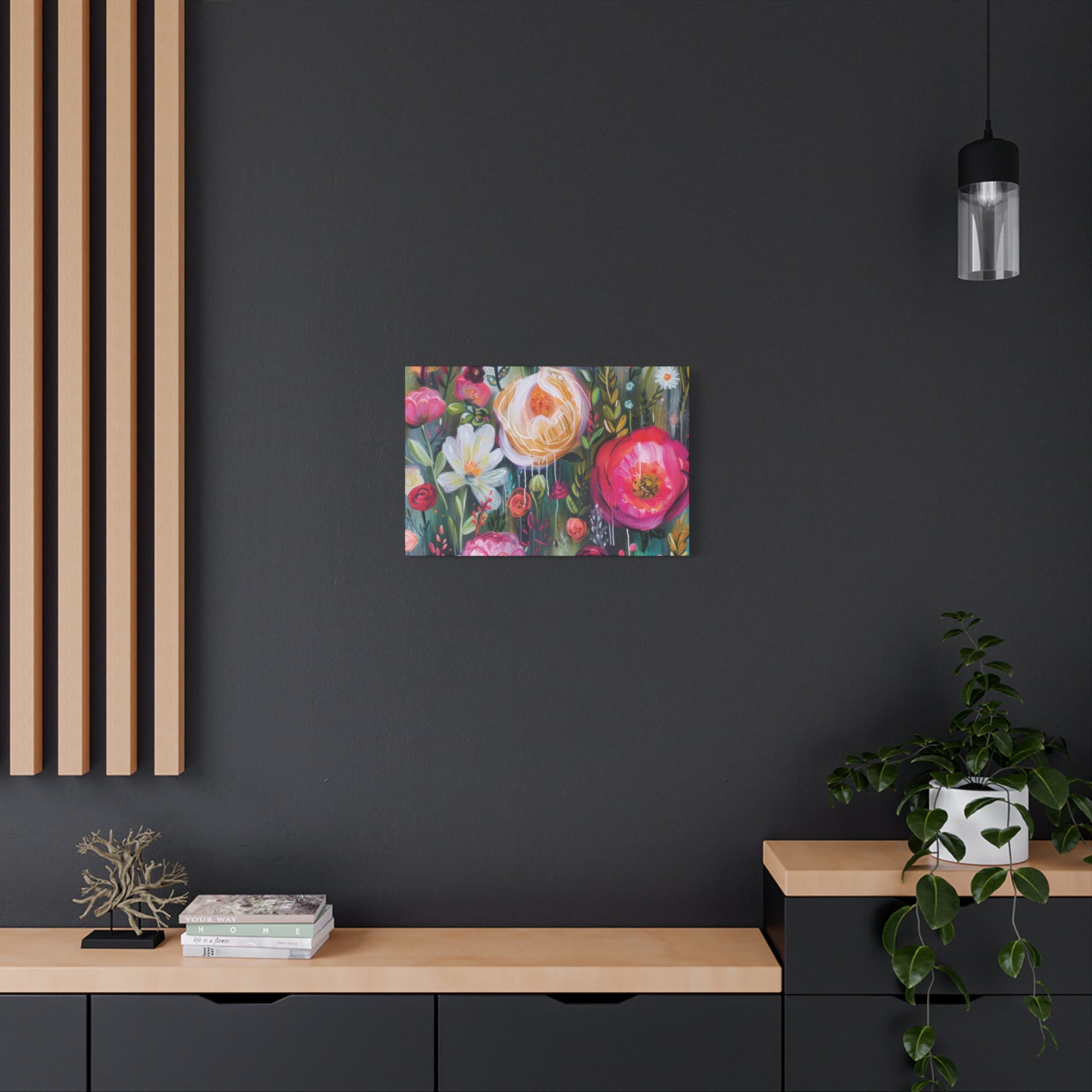 Watercolor Boho Floral Wall Art Matte Canvas Stretched, Vibrant Botanical Design, Perfect for Living Room, Bedroom, or Office Decor, Adds a Stylish Touch to Any Space - MRSBYVALLE