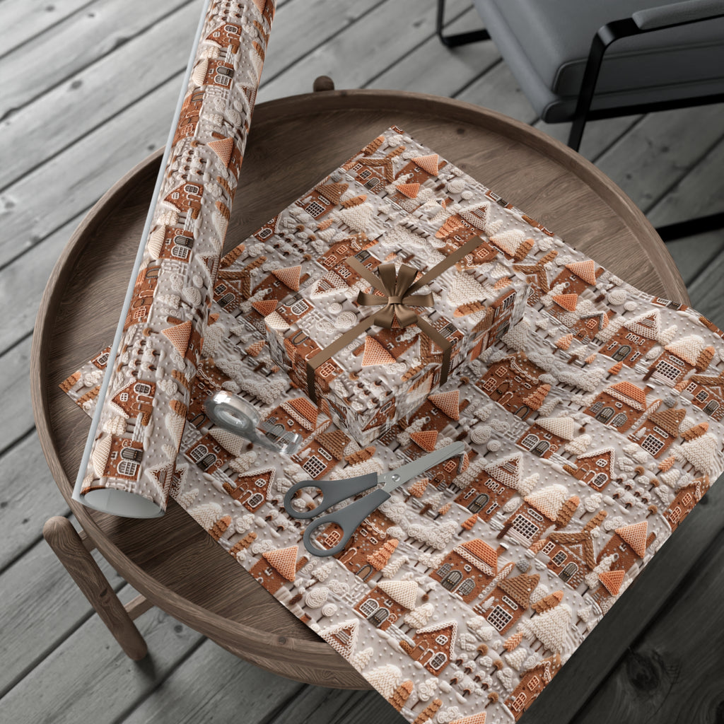 Charming Gingerbread House Wrapping Paper - Festive Holiday Design, Premium Quality, 100% Recyclable, Perfect for Christmas Gifts and Special Occasions - MRSBYVALLE