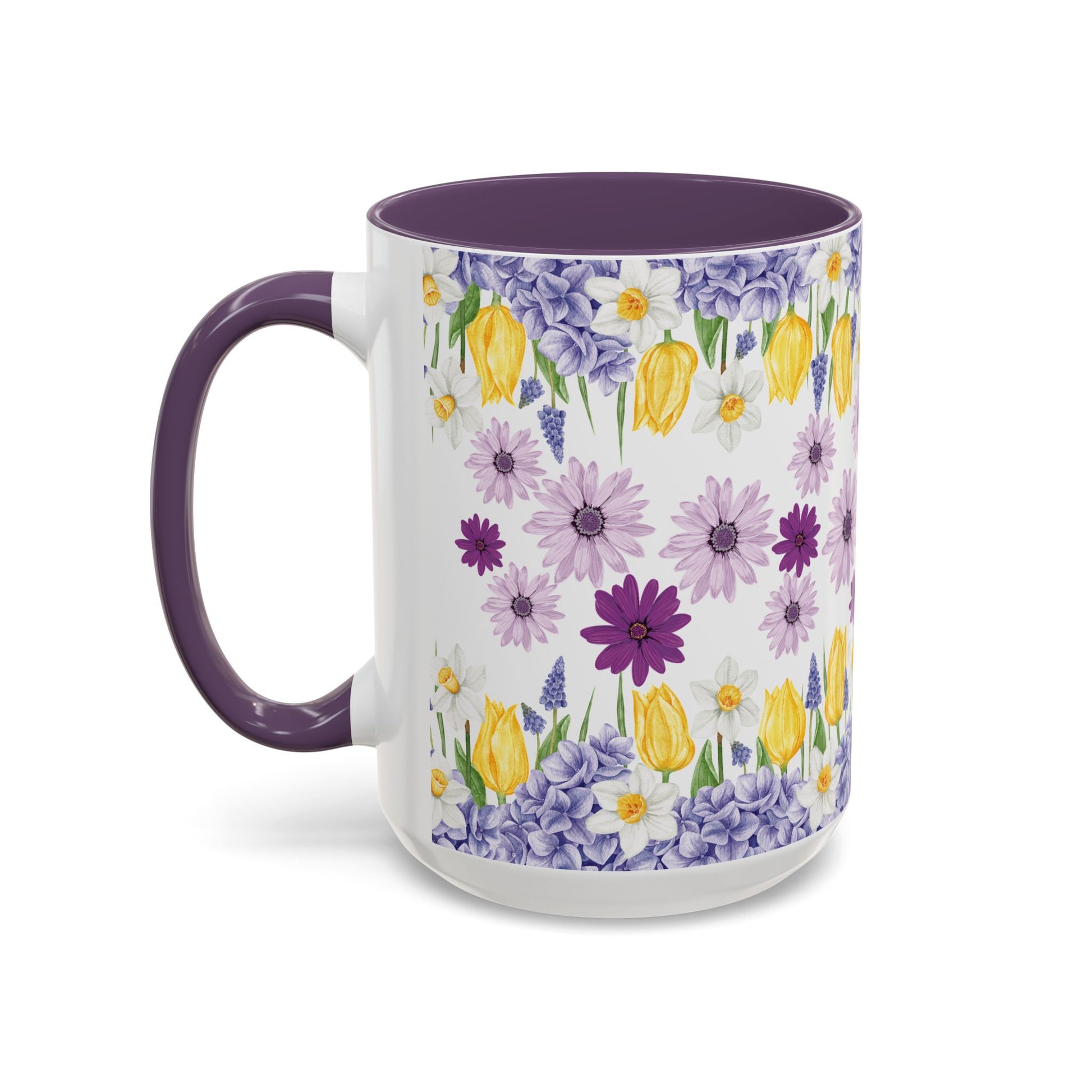 Botanical Floral Mug  Lavender & Yellow Flowers, Ceramic 11oz & 15oz Cup, Ideal Gift for Coffee Lovers, Mother's Day, or Cozy Spring Mornings