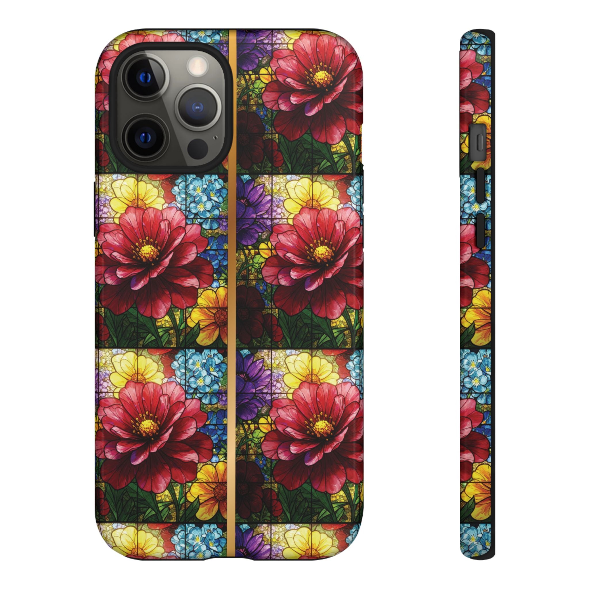 Stained Glass Illusion Floral Phone Case  3D Colorful Flower Design, Protective Christian Gift, Fits iPhone, Samsung, Google Pixel