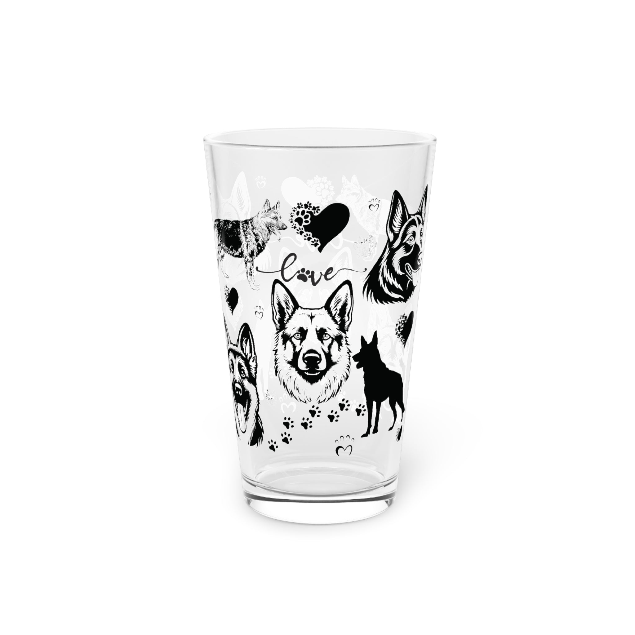 German Shepherd Pint Glass — 16 oz Glass for Dog Lovers