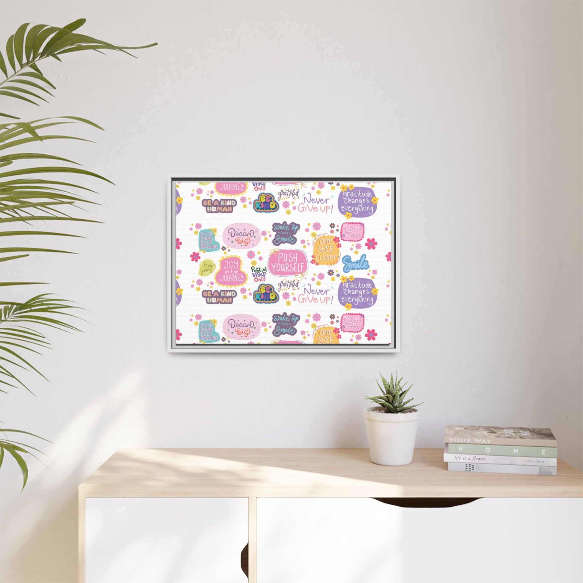 Good Vibes Only Canvas Wall Art – Ready‑to‑Hang Motivational Quote Picture, Positive Affirmation Home & Office Décor, Uplifting Gift Idea Bedroom, or Office Décor Gift for Mom
