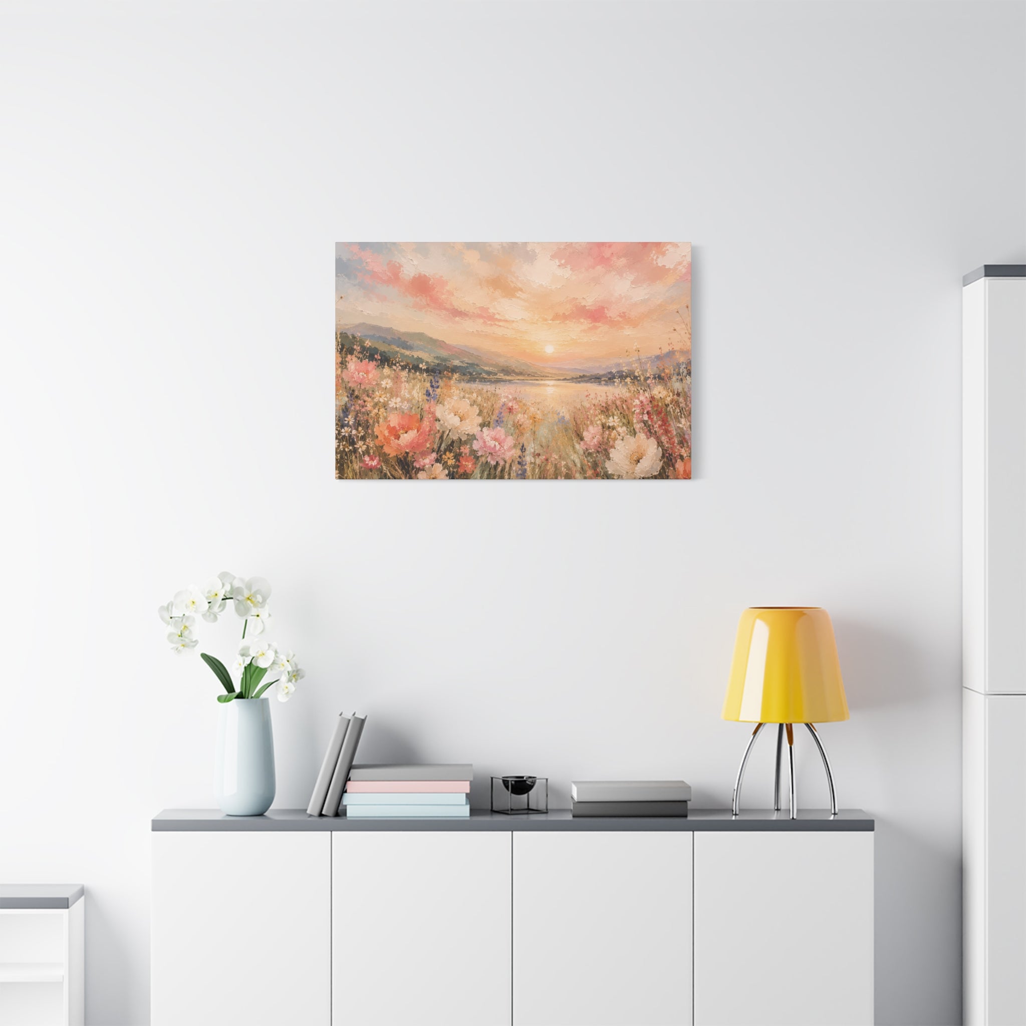 Where Heaven Meets the Meadow Luxury Wildflower Landscape Canvas Wall Art Large Modern Floral Meadow Painting for Living Room  Bedroom Decor