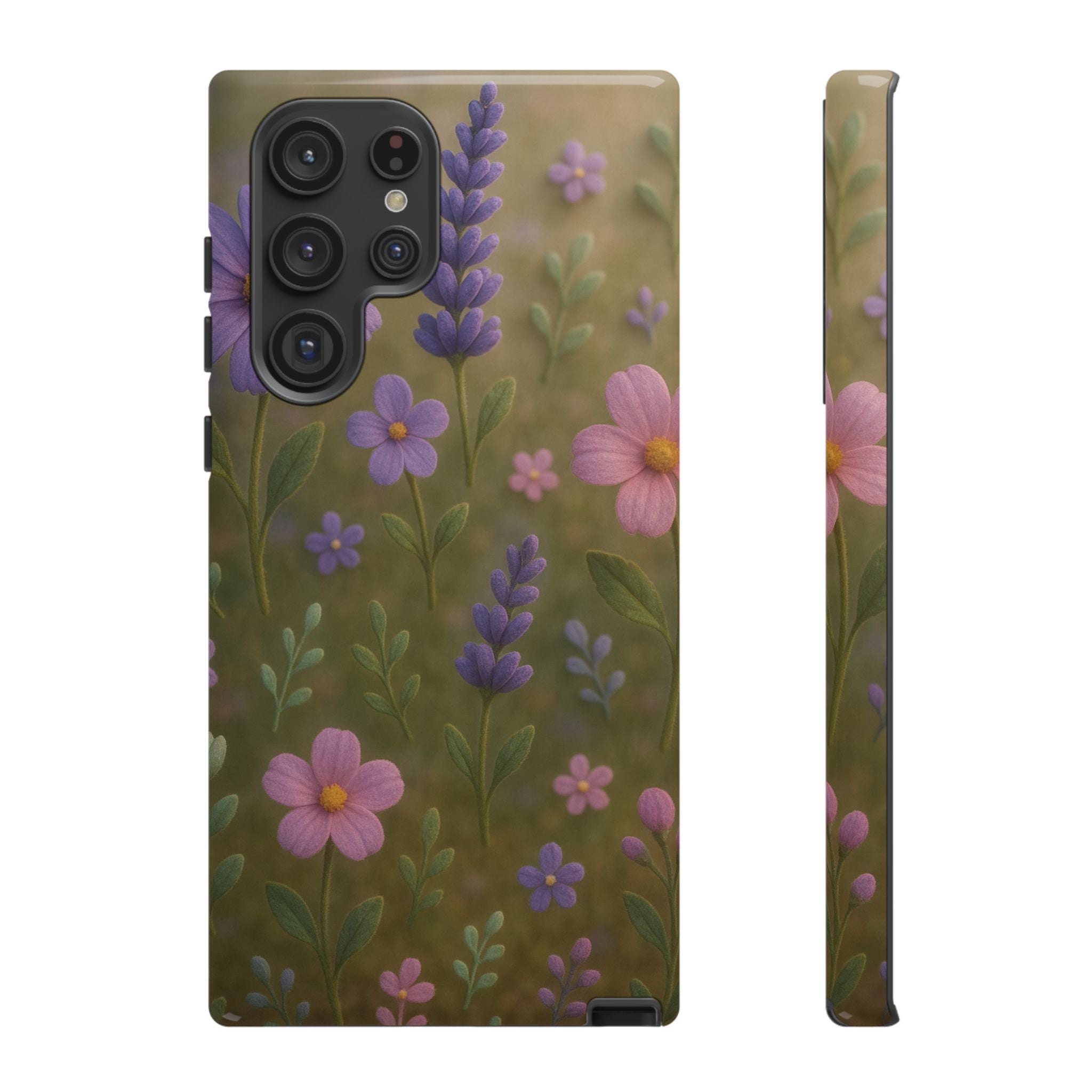 Pastel Flowers 3D Illusion Wildflower Phone Case Cute Pastel Floral Design in Lavender, Pink, Mint Green Aesthetic Protective Case for iPhone and  Android