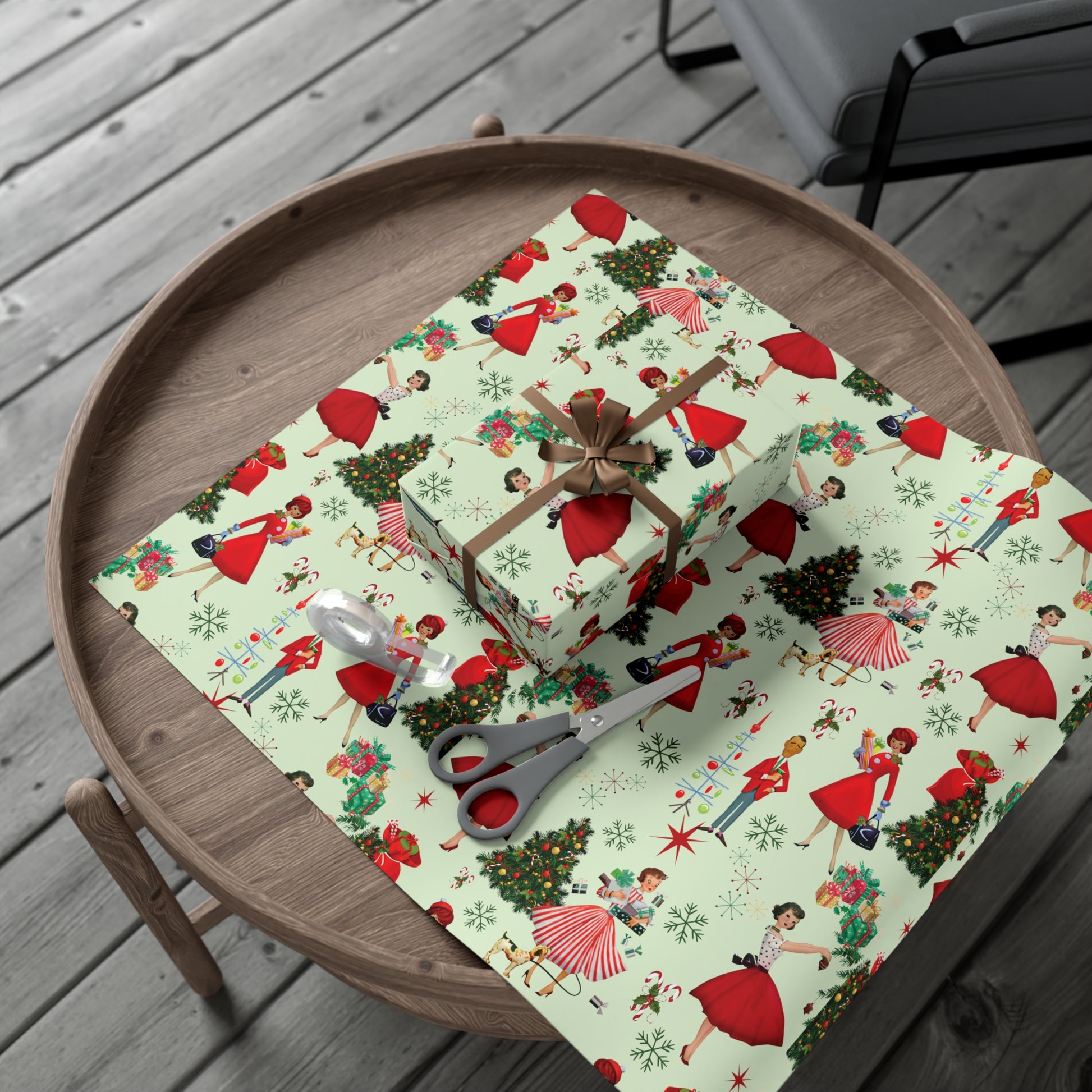 Vintage 50s Retro Christmas Wrapping Paper | Classic Holiday Designs | Nostalgic Gift Wrap | Mid-Century Holiday Patterns | Unique Retro Christmas Decorations | Festive Retro Style Christmas - MRSBYVALLE