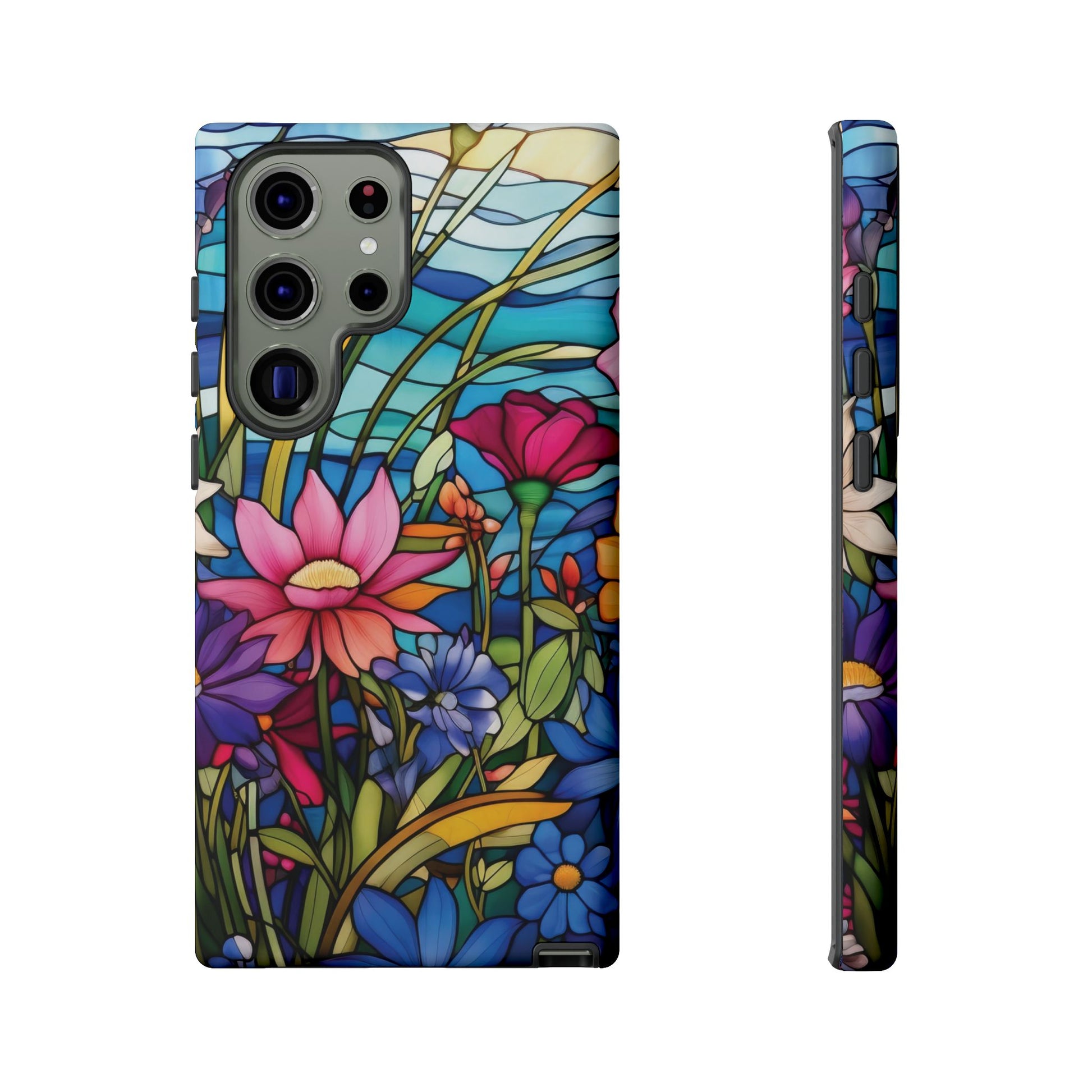 Wildflowers Stain Glass Illusion Phone Case Unique Holiday Protection for Your Device | Stylish & Durable Cover Gift for Her Phone 15, Samsung iPhone Samsung Accessory Gift for Her