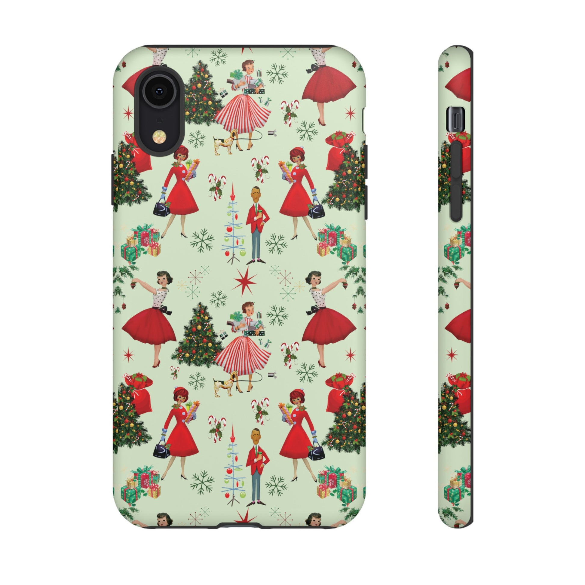 1950s Vintage Phone Case - Retro Christmas Design | Unique Holiday Protection for Your Device | Stylish & Durable Cover Gift for Her Phone 15, Samsung iPhone Samsung Accessory Gift for Her