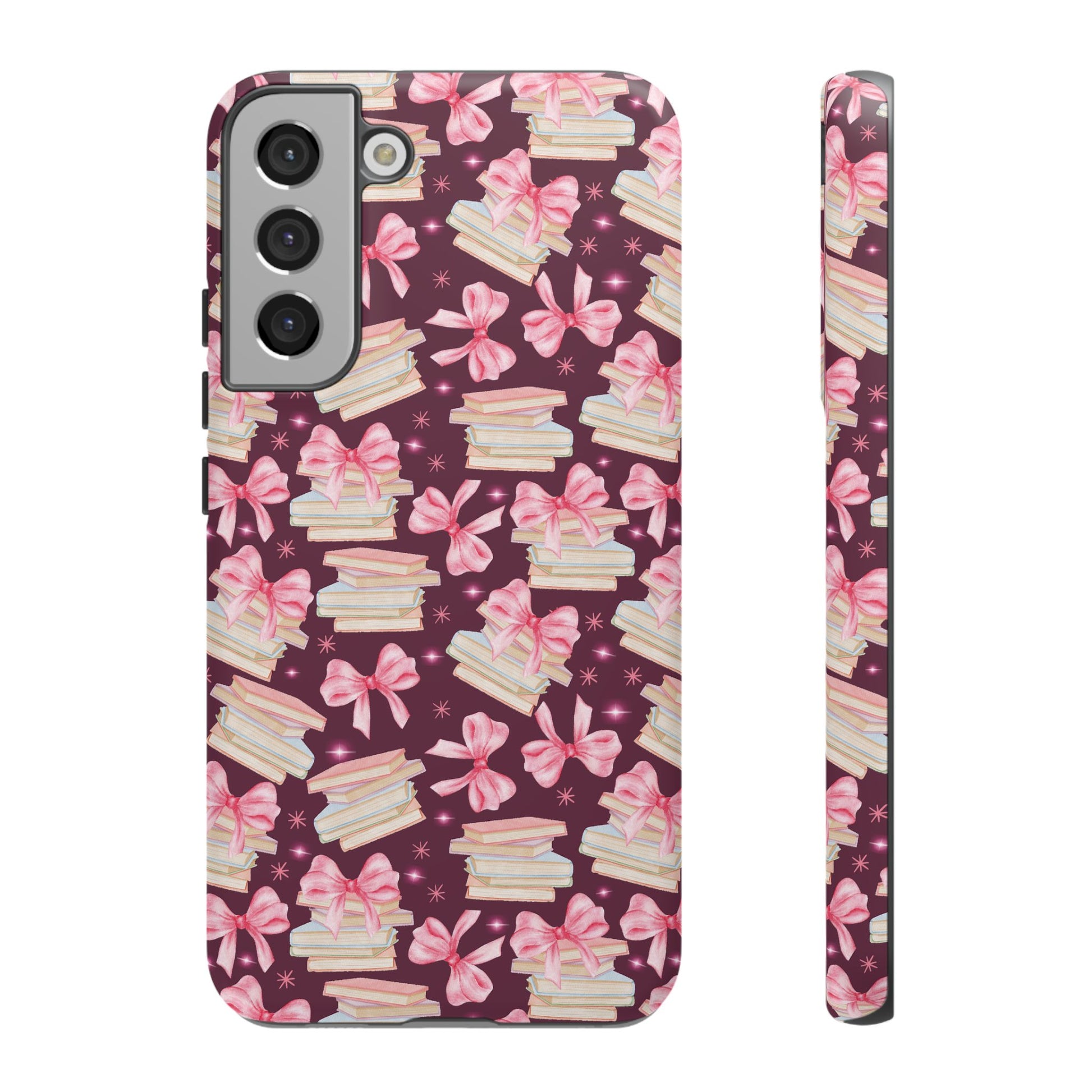 Coquette Pink Bows & Books Phone Case for iPhone 16 15 14 13 12  21 23 Samsung, and Pixel | Stylish Protective Cover Gift for Her Perfect for Floral Lover