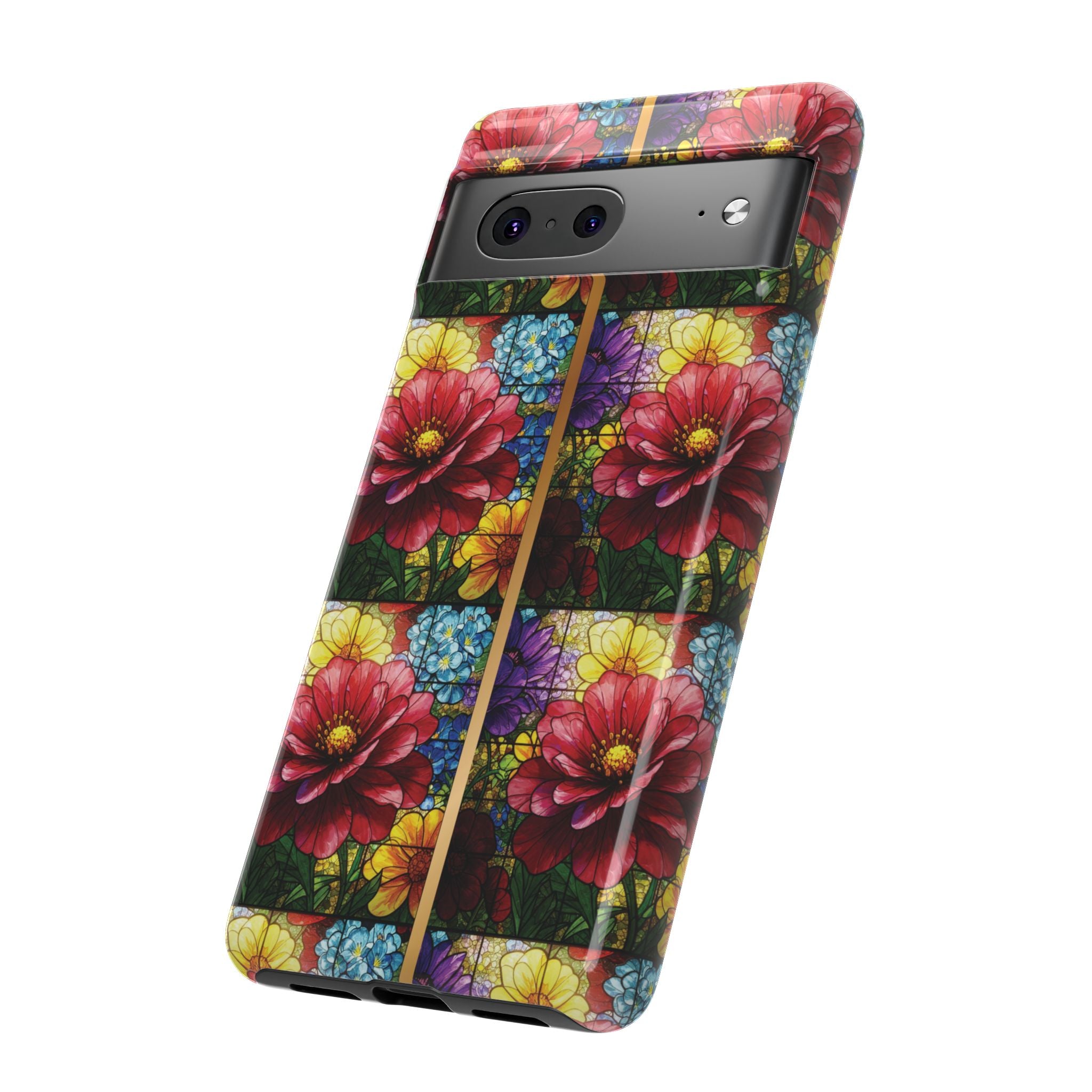 Stained Glass Illusion Floral Phone Case  3D Colorful Flower Design, Protective Christian Gift, Fits iPhone, Samsung, Google Pixel