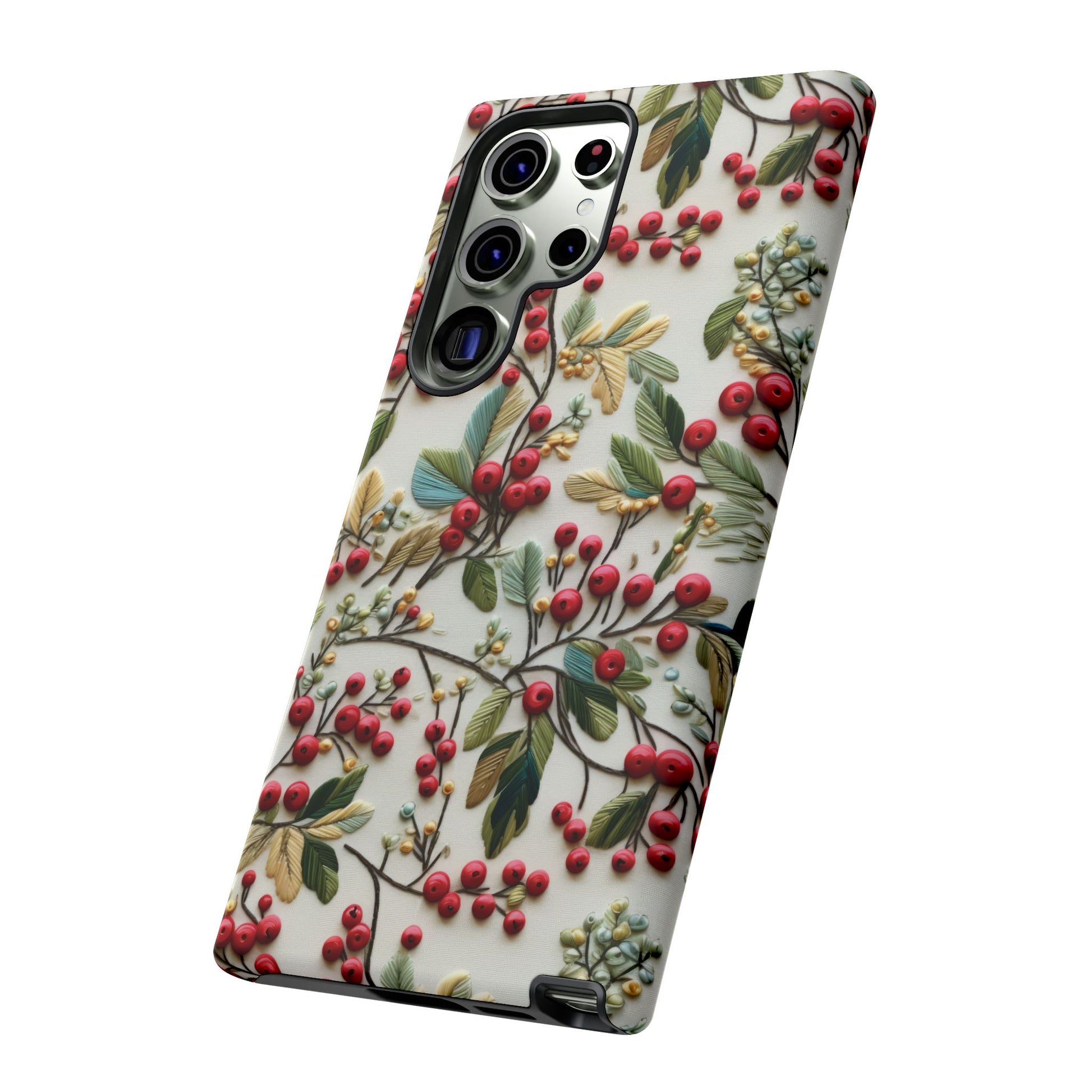 Holly Christmas Wildflowers Boho Chic Design Phone Case - Stylish, Protective Cover for All Models Gift for Mom Accessory Gift for Her