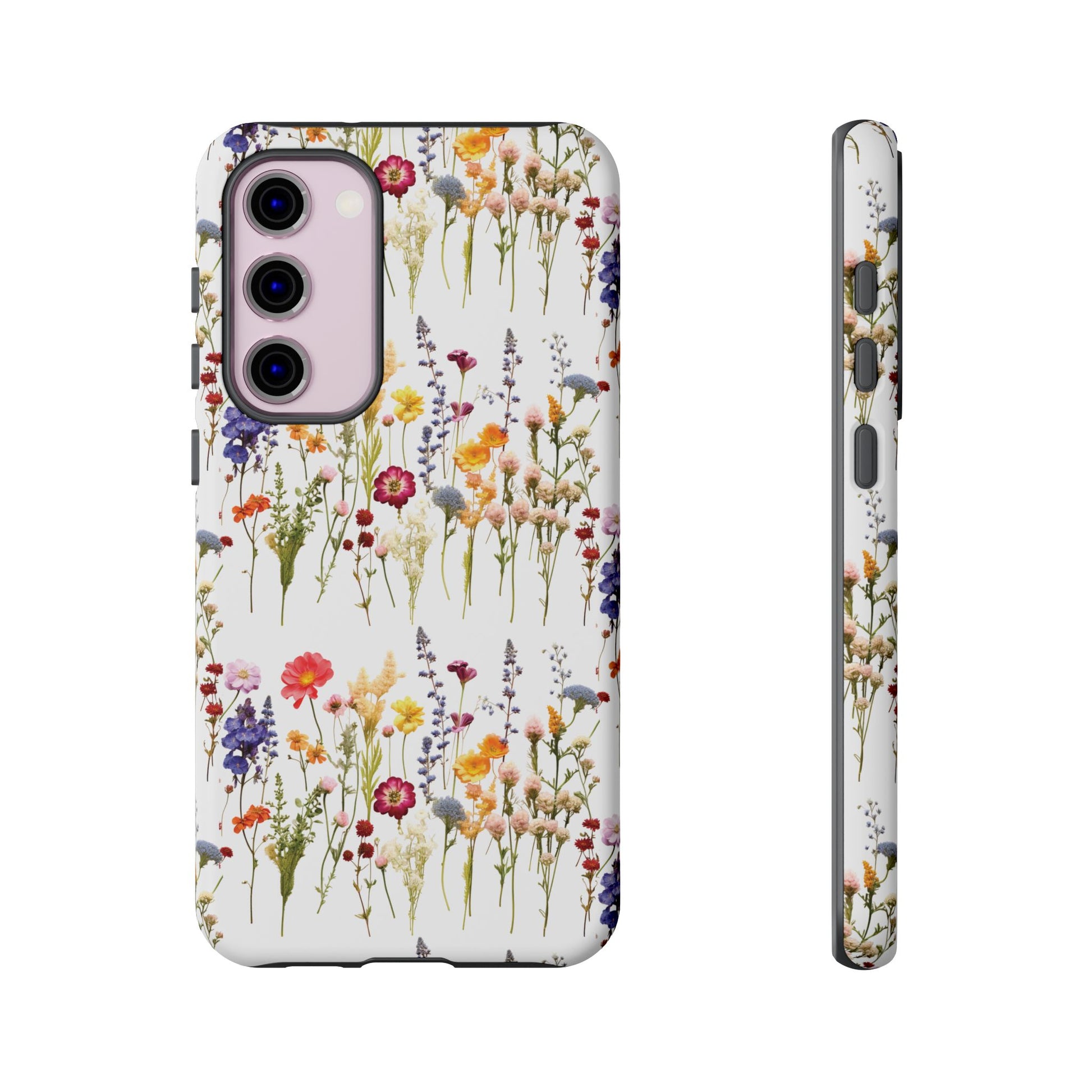 White Best Phone Case Press Flowers Floral 3D Illusion Luxury Tough Case Floral Elegant Durable Stylish for Modern Devices iPhone 17, 16, 15, Samsung iPhone Samsung Accessory Gift for Her