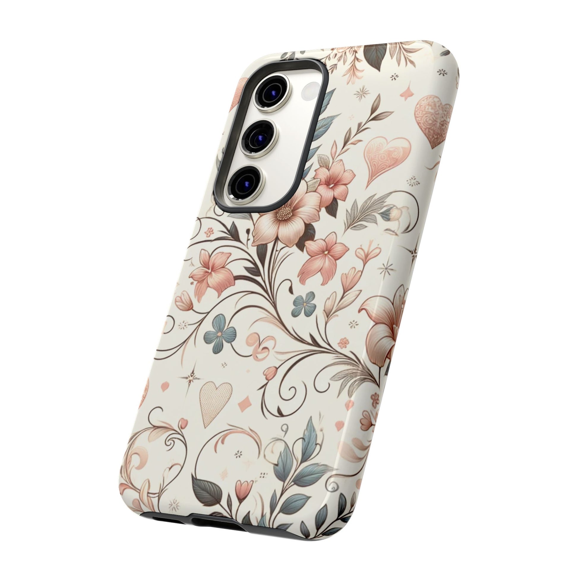 Floral Design Luxury Phone Tough Case Floral Elegant Durable Stylish for Modern Devices iPhone 17, 16 15, Samsung iPhone Samsung Accessory Gift for Her