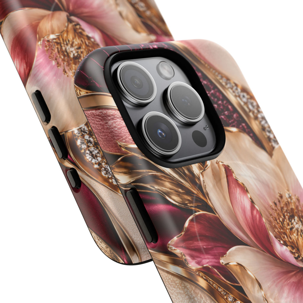 Magnetic Tough Phone Case — Vintage Rose Floral Armor