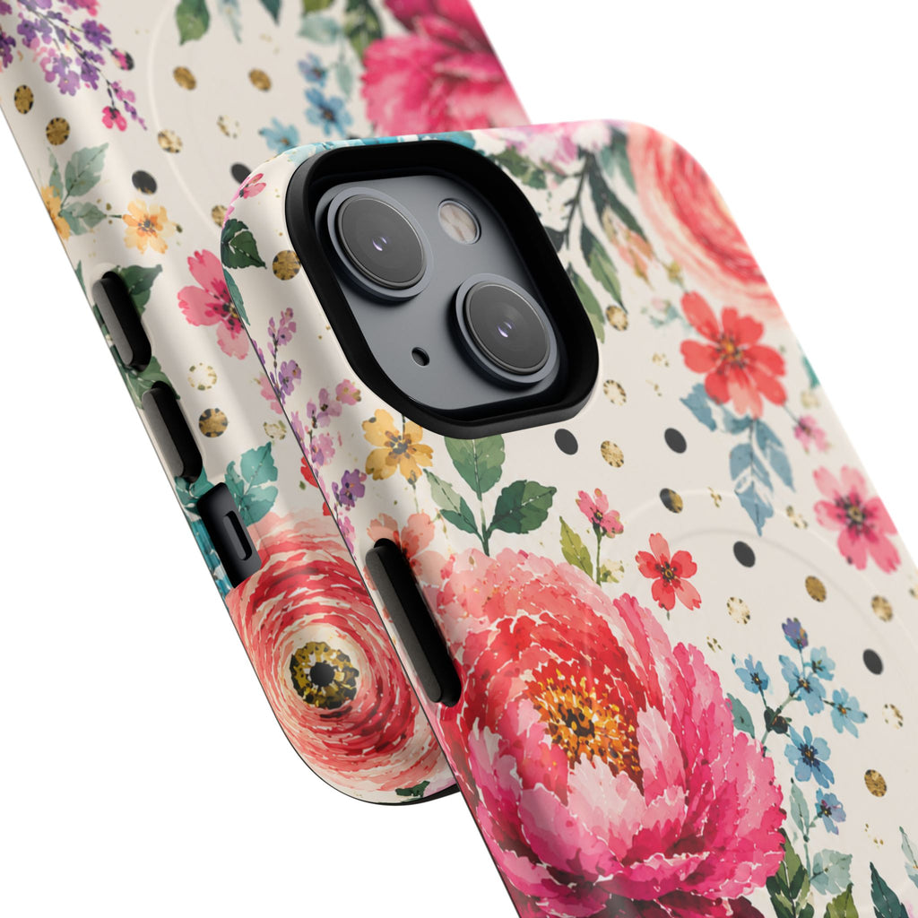 Watercolor Floral Peonies phone case | magnetic slim protective case