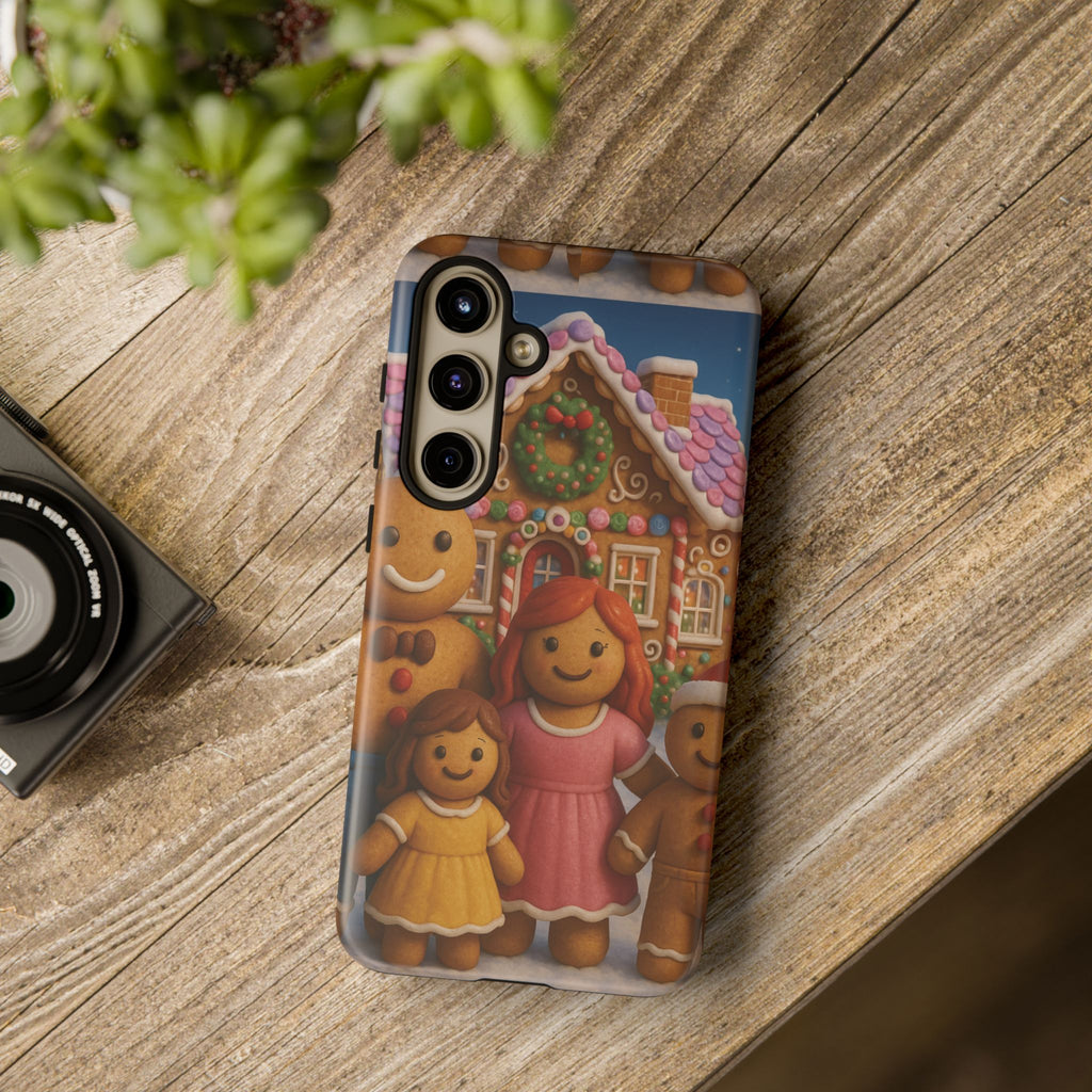 Coque de téléphone esthétique Famille en Pain d'Épices – Design d'inspiration vintage sur le thème de Noël – Étui stylé pour modèles iPhone et Samsung Galaxy