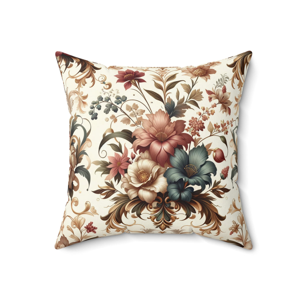 Romantic Floral Heart square Pillow Ideal Wedding Mother's Day Gift Luxurious Home Gold Luxurious Elegant Home Living Room Comfort for Bedroom or Housewarming Gift New House, Bridal Shower Gift.