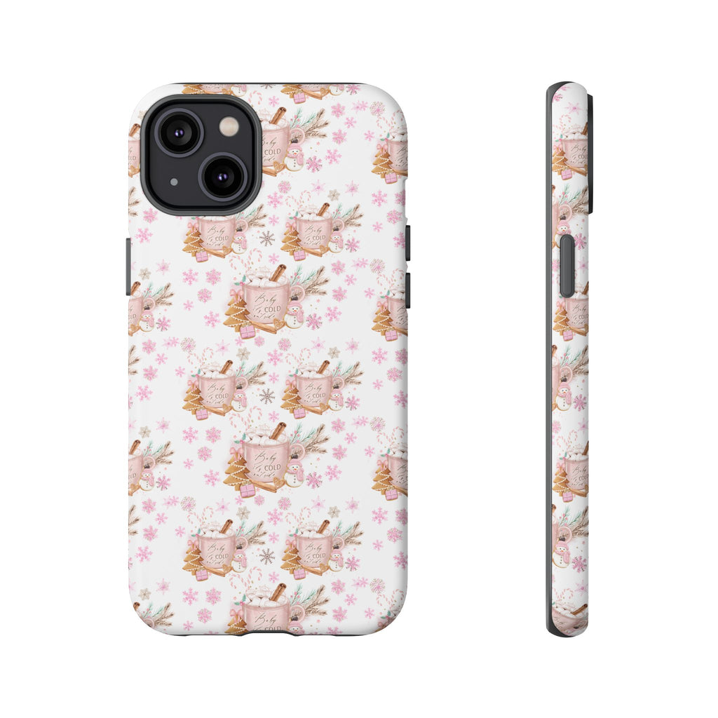 Baby it's Cold Outside Pink and White Phone Case Unique Holiday Protection for Your Device | Stylish & Durable Cover Gift for Her Phone 15, Samsung iPhone Samsung Accessory Gift for Her