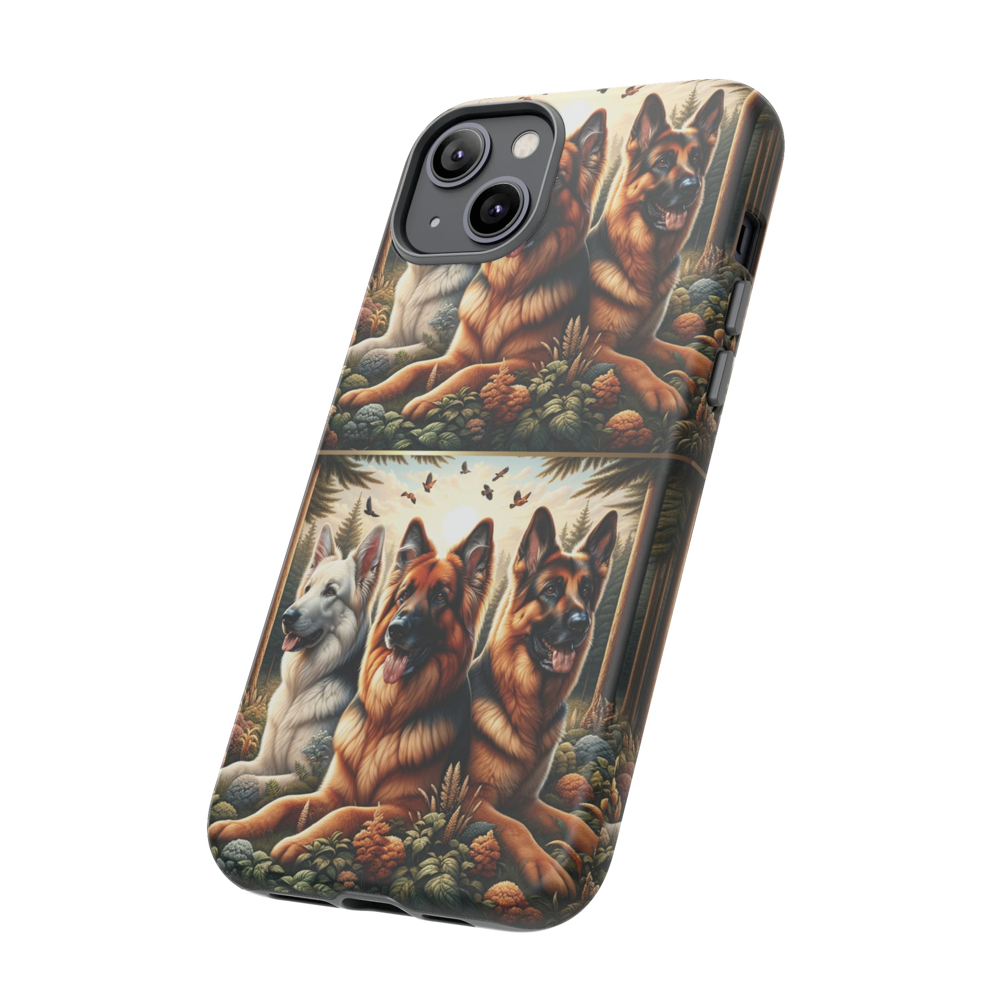 German Shepherd Phone Tough Case Floral Elegant Durable Dog Lover Devices iPhone 15, Samsung iPhone Samsung Accessory Gift for Her.