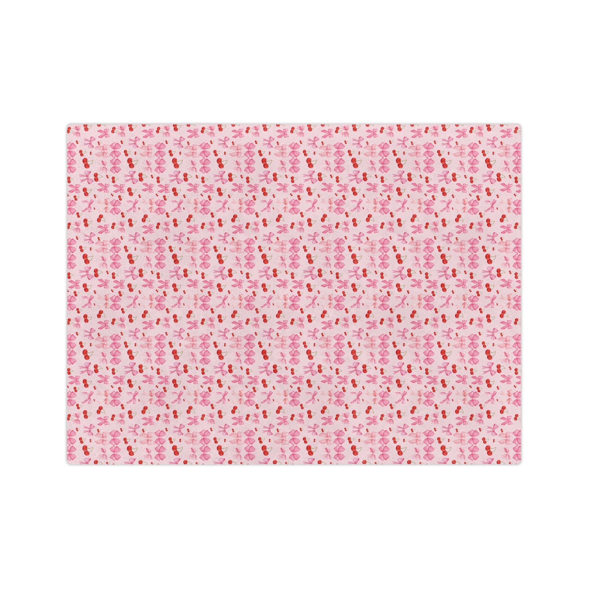 Minky Blanket Coquette Cherry Ribbon Bows Design in Luxurious 100% Polyester Cozy Comfort Throw Ultra-Soft Microfiber Comfort Blanket, Perfect for Snuggling Decor, Cozy All-Season Warmth, Comfort Housewarming Gift Throw.