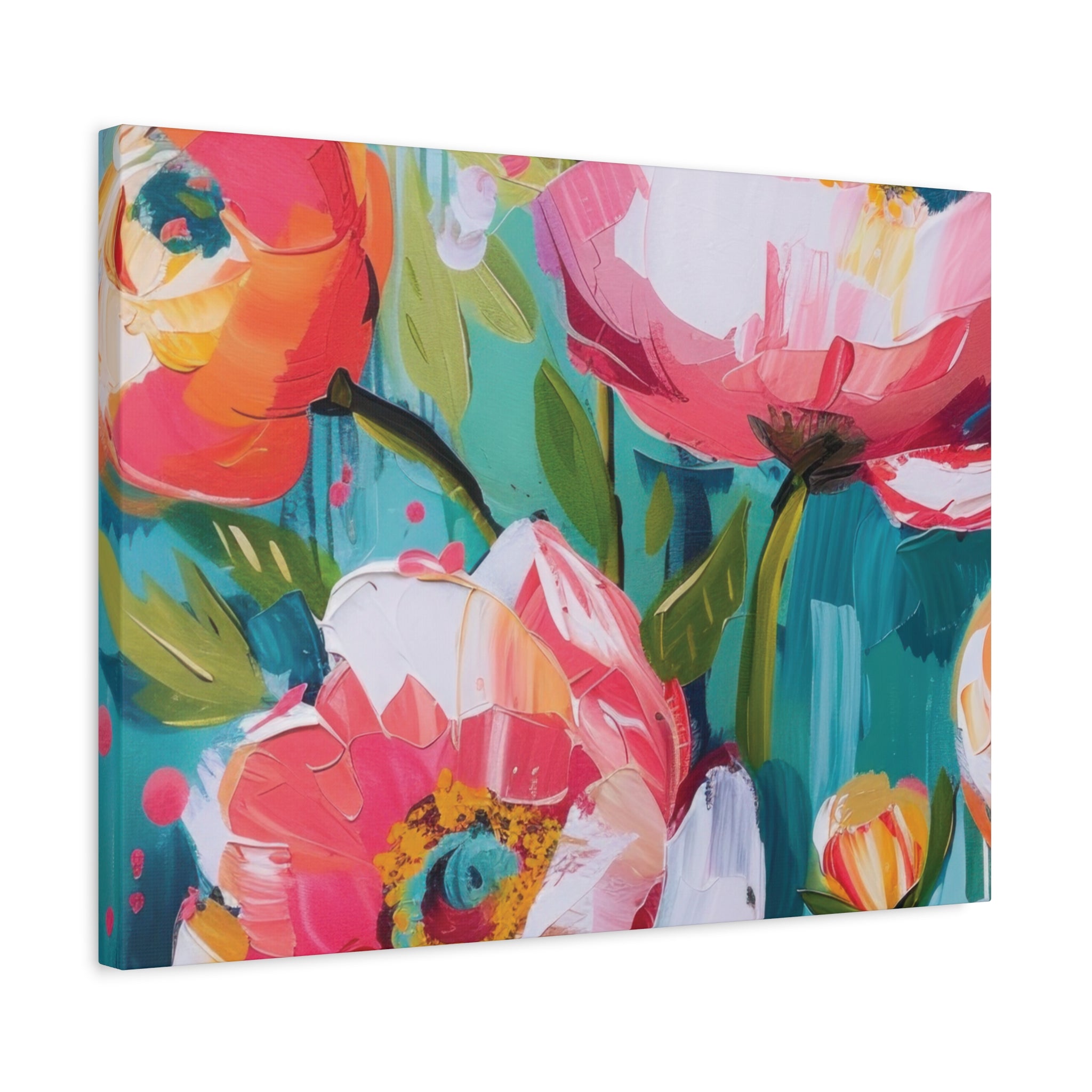 Unique Boho Floral Wall Art Matte Canvas Stretched, Vibrant Botanical Design, Perfect for Living Room, Bedroom, or Office Decor, Adds a Stylish Touch to Any Space - MRSBYVALLE