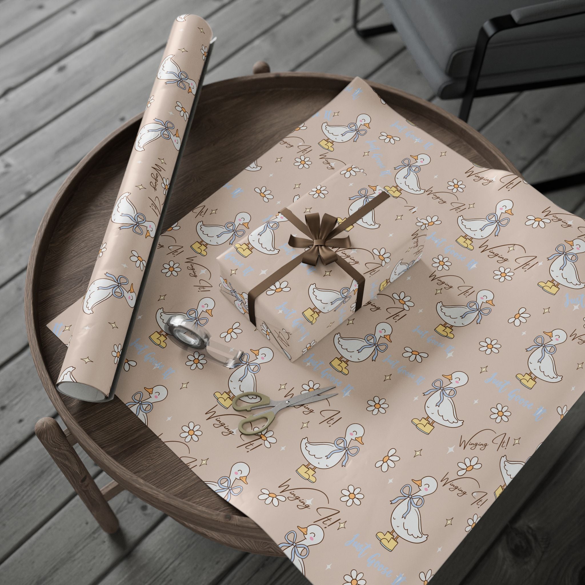 Papiers Cadeaux, Papier Cadeau Motif Oie Rigolote, Jolies Feuilles d'Emballage, Emballage Cadeau Amusant, Papier Cadeau Original, Emballage Cadeau Fantaisiste