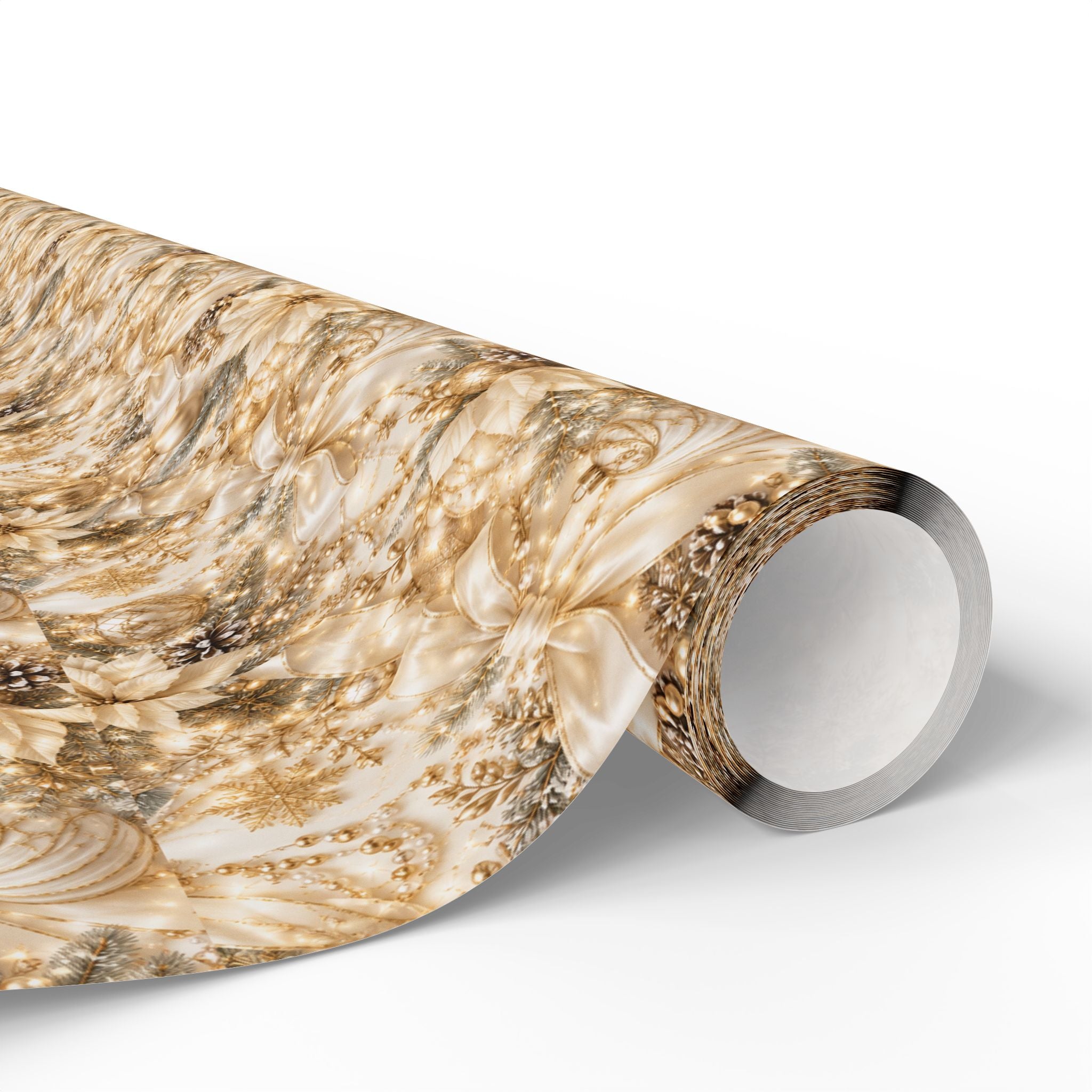 Wrapping Papers - Floral Gold and White Christmas Elegant