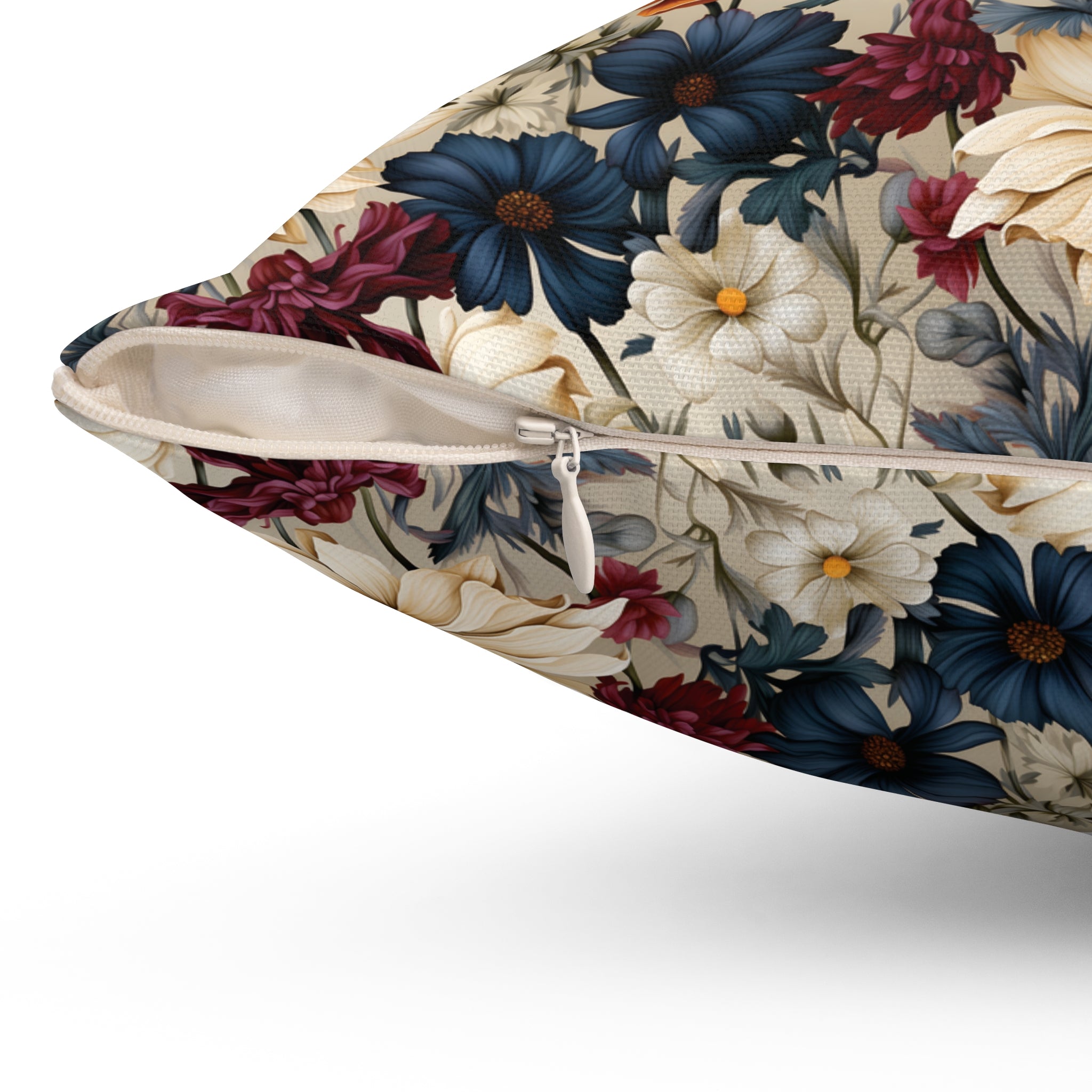 Boho Elegant Winter Floral Square Pillow Vibrant Floral Design Soft and Stylish Decorative Throw Pillow for Boho-Inspired Home Décor Bridal Shower - MRSBYVALLE