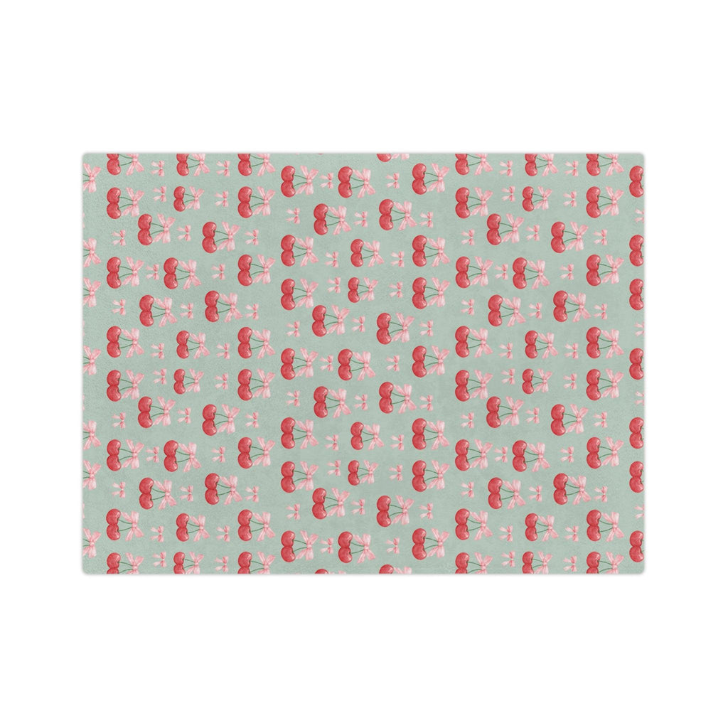 Cherry & Pink Bow Velveteen Throw Ultra-Soft Microfiber Comfort Blanket, Perfect for Snuggling & Decor, Cozy All-Season Warmth, Blanket Luxurious Comfort Meets Enchanting Design Housewarming Gift Throw - MRSBYVALLE