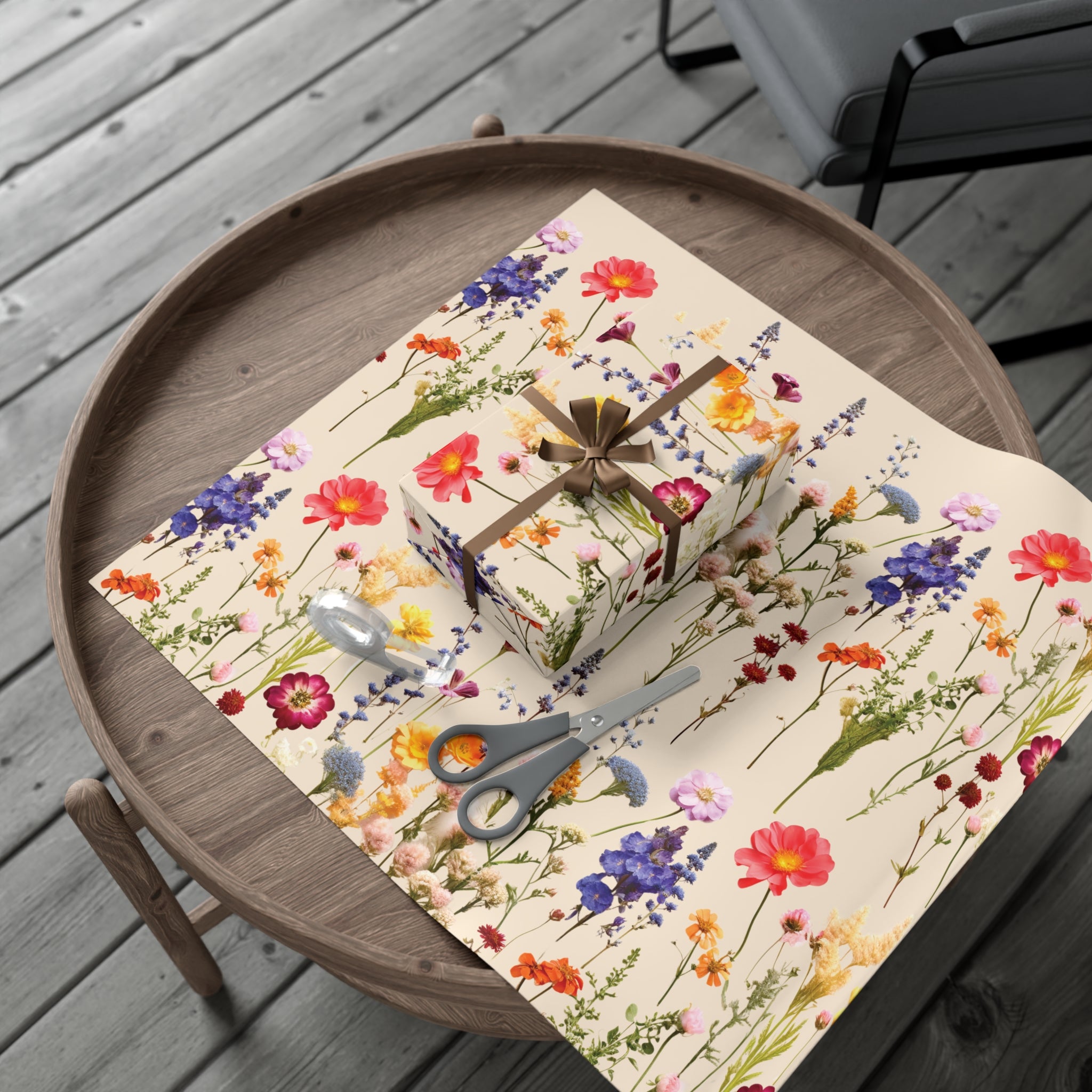 Wildflowers Press Illusion Floral Symphony Timeless Wrapping Paper Perfect for Weddings, Bridal & Baby Showers Eco-Friendly, All Occasion.