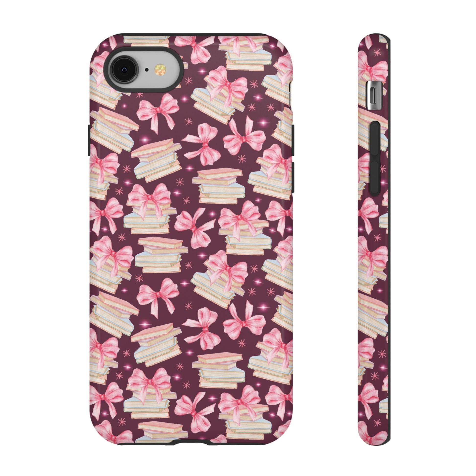 Coquette Pink Bows & Books Phone Case for iPhone 16 15 14 13 12  21 23 Samsung, and Pixel | Stylish Protective Cover Gift for Her Perfect for Floral Lover