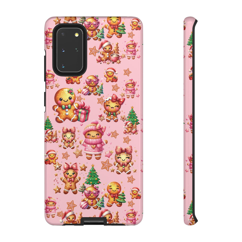 Adorable Pink Gingerbread Girl Phone Case Girly Holiday Vibes, Sweet Christmas Aesthetic, Cute & Festive Gift Idea for Her, Fun Protective Cover