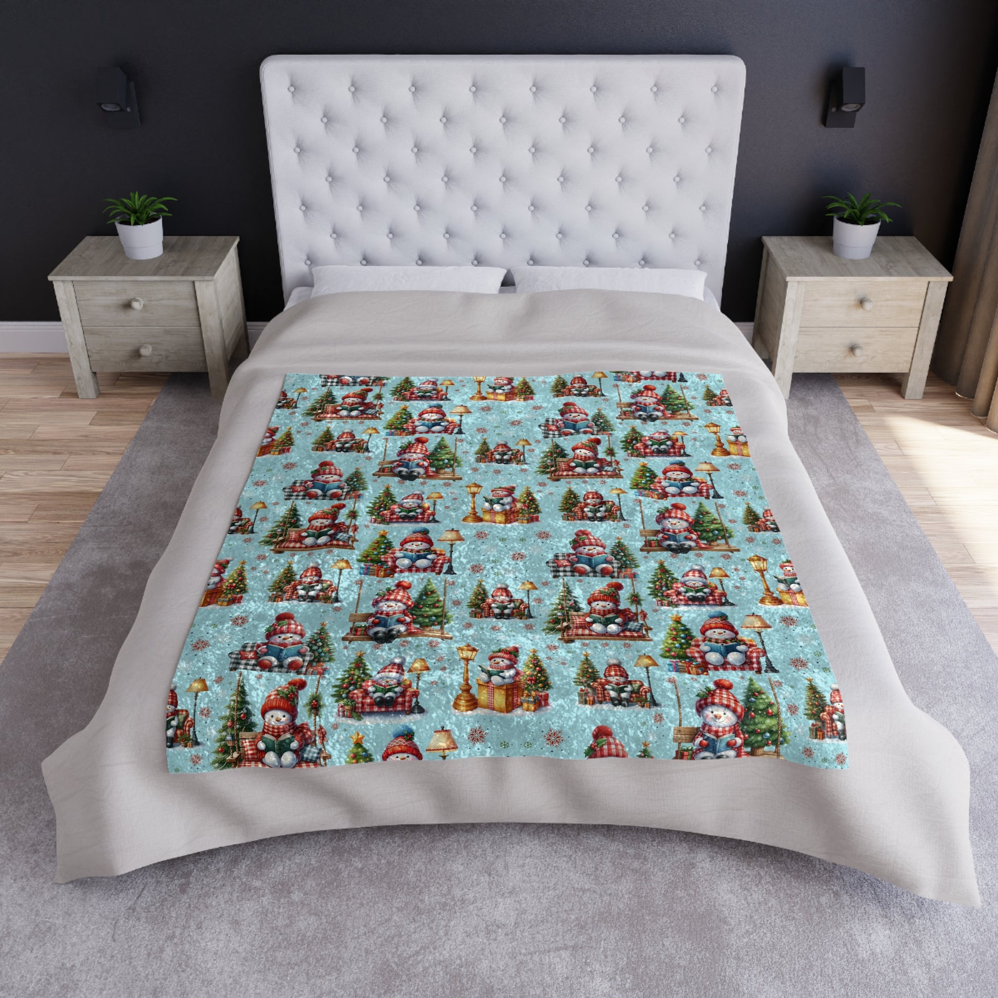 Luxuriously Soft Crushed Velvet Christmas Snowman Blanket - Super Cozy & Warm Holiday Throw, Perfect for Winter Nights, Festive Décor, and Gifting - Snuggle in Style! - MRSBYVALLE