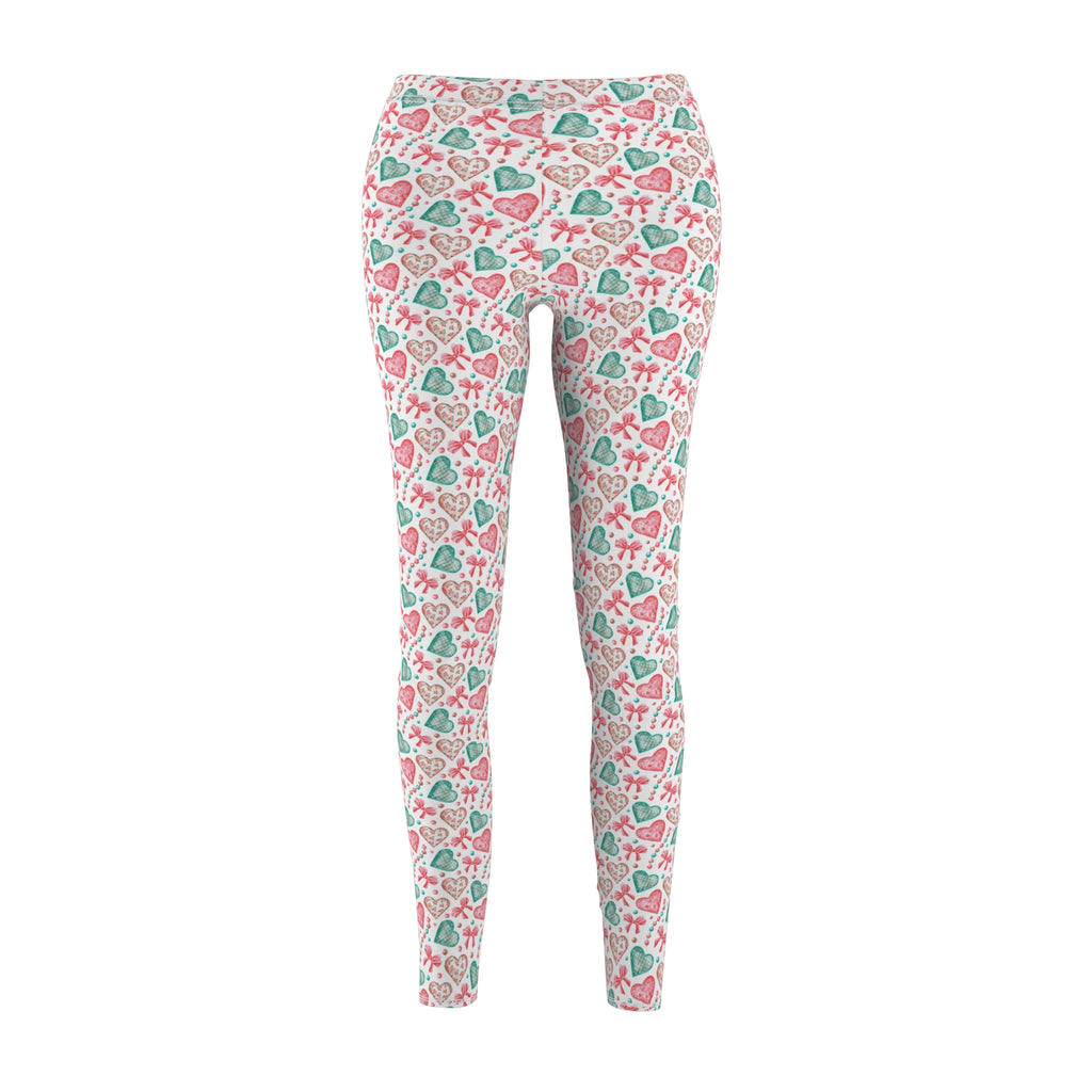 Cute Mint & Pink Hearts Leggings for Women – Comfy, Trendy & Perfect for Valentine’s Day, Yoga, Gym, or Everyday Wear Available in Plus Sizes
