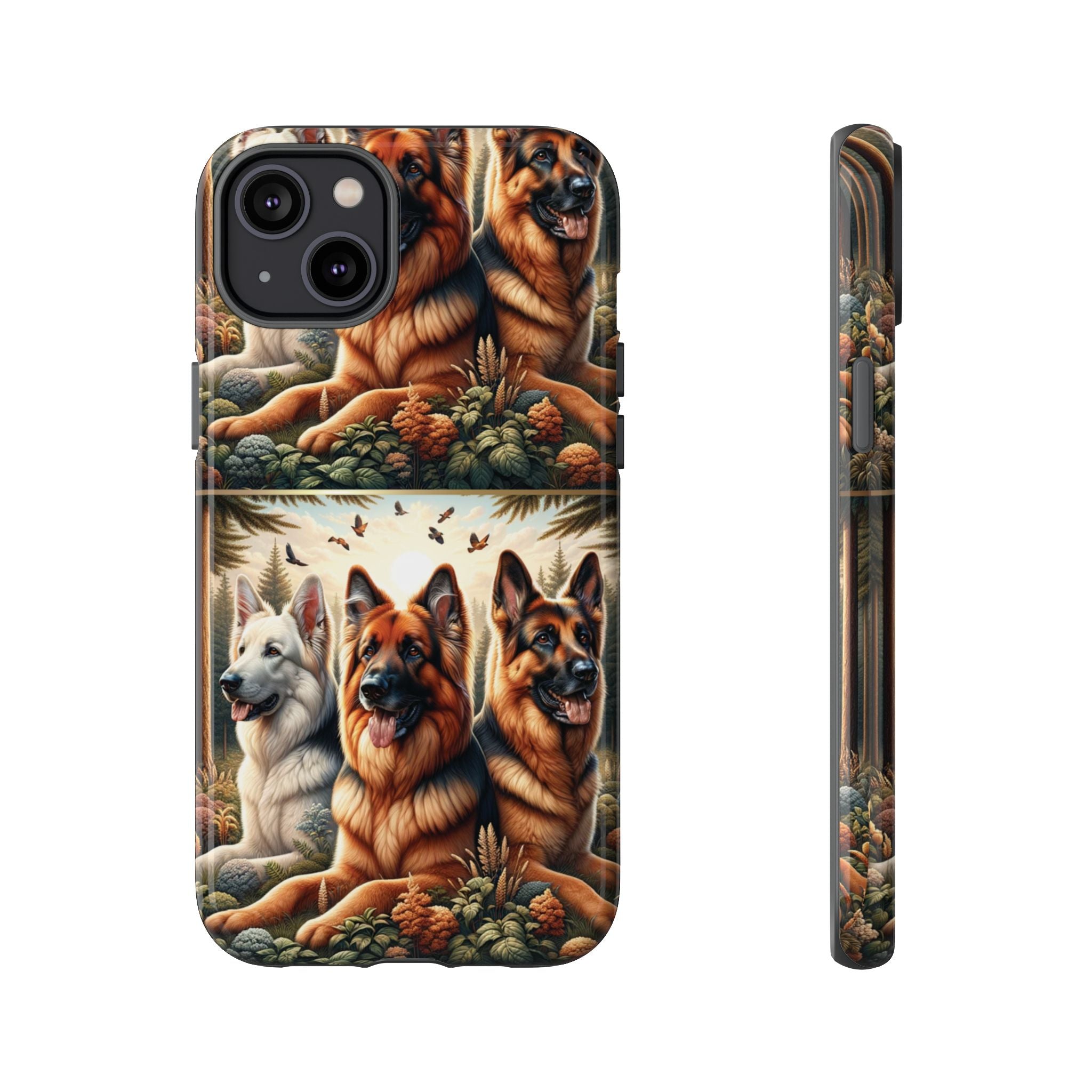German Shepherd Phone Tough Case Floral Elegant Durable Dog Lover Devices iPhone 15, Samsung iPhone Samsung Accessory Gift for Her