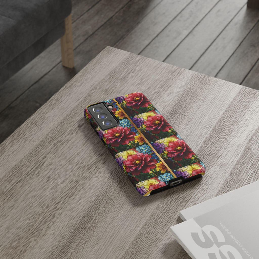Stained Glass Illusion Floral Phone Case  3D Colorful Flower Design, Protective Christian Gift, Fits iPhone, Samsung, Google Pixel