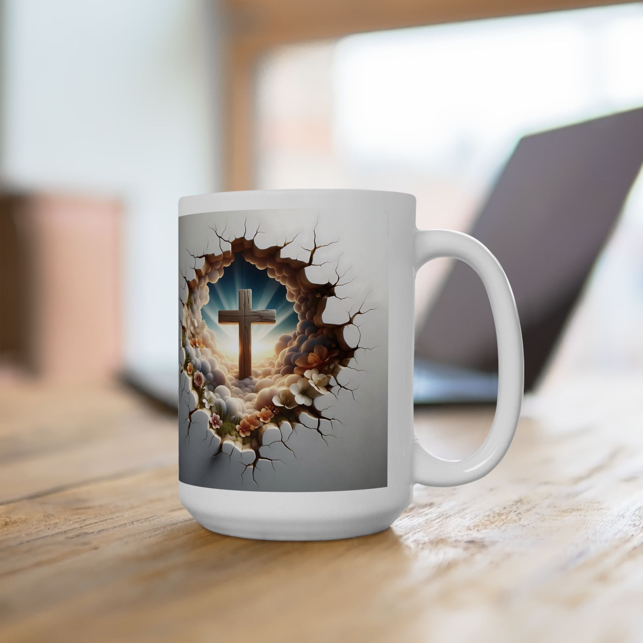3D Cross Illusion Ceramic Mug – Elevate Your Sip with Spiritual Style, Available in 11oz & 15oz, Ideal for Coffee, Tea, or Hot Chocolate Moments That Inspire - MRSBYVALLE