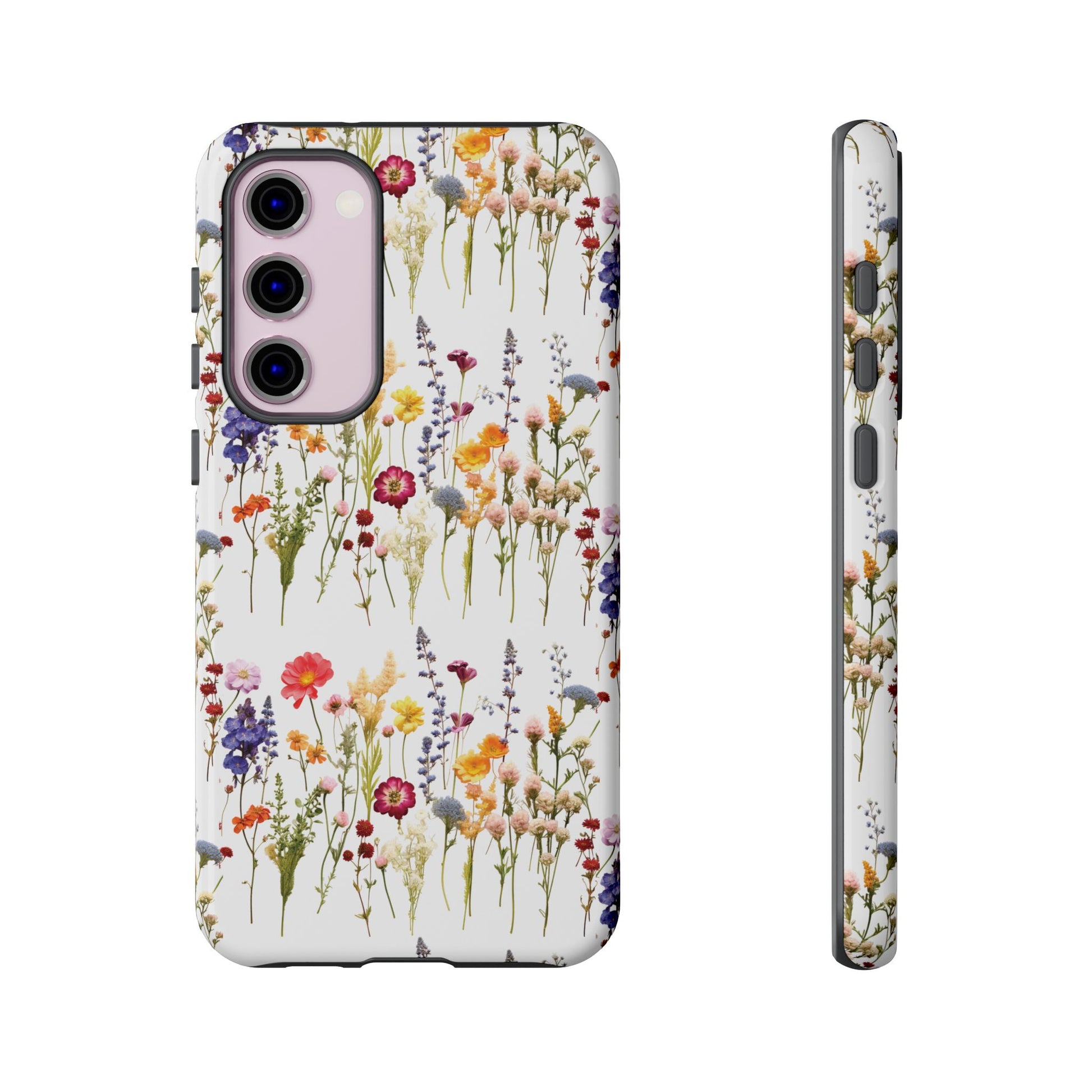White Best Phone Case Press Flowers Floral 3D Illusion Luxury Tough Case Floral Elegant Durable Stylish for Modern Devices iPhone 17, 16, 15, Samsung iPhone Samsung Accessory Gift for Her