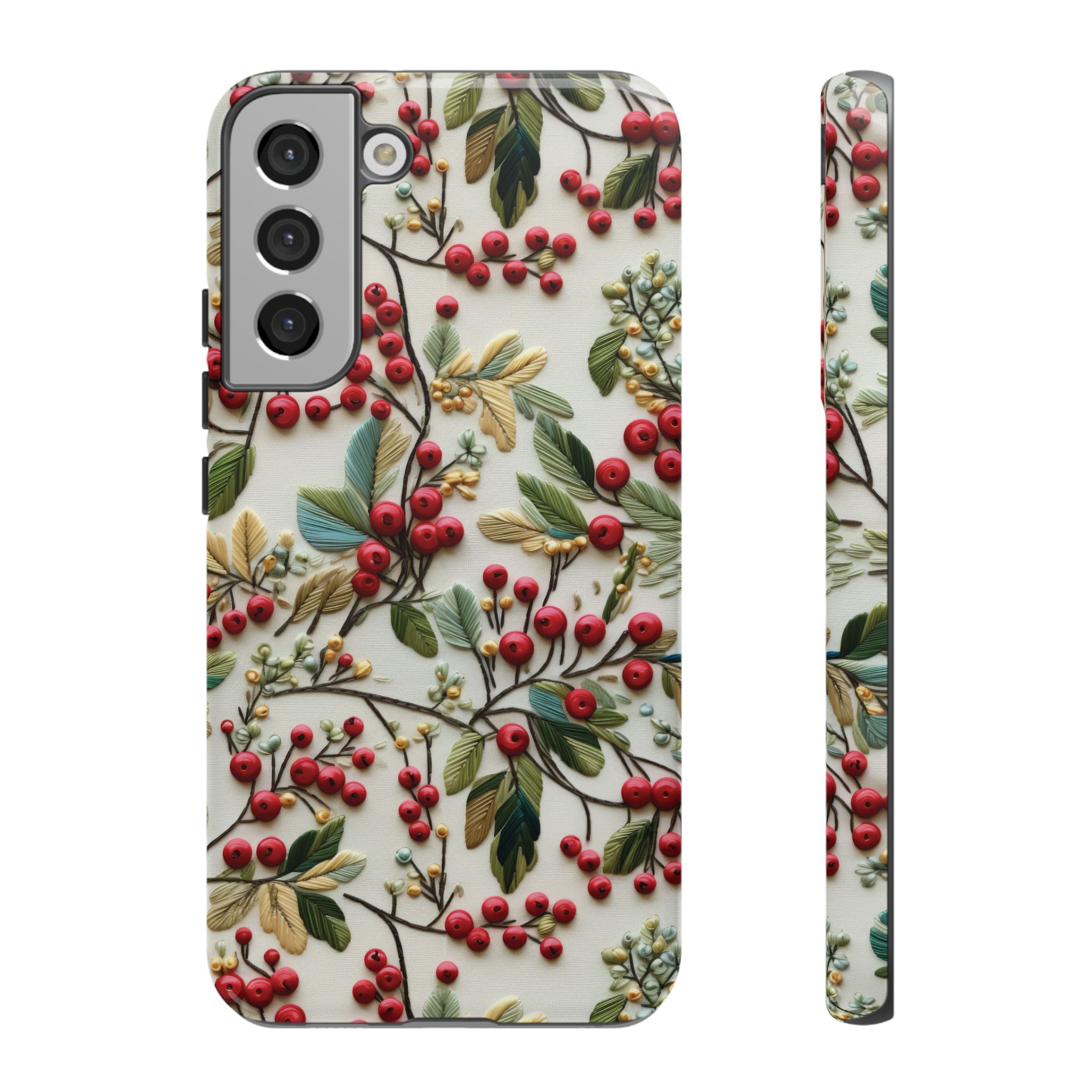 Holly Christmas Wildflowers Boho Chic Design Phone Case - Stylish, Protective Cover for All Models Gift for Mom Accessory Gift for Her