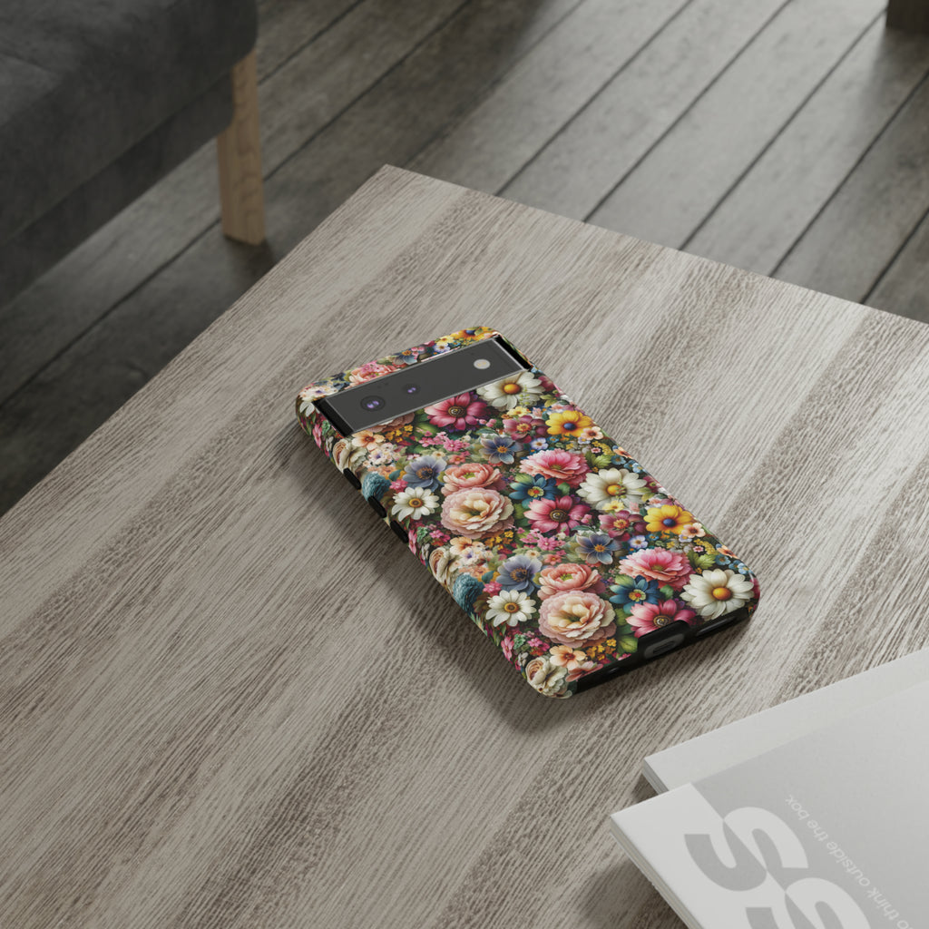 Floral Luxury Phone Tough Case Floral Elegant Durable Stylish for Modern Devices iPhone 15, Samsung iPhone Samsung Accessory Gift for Her.