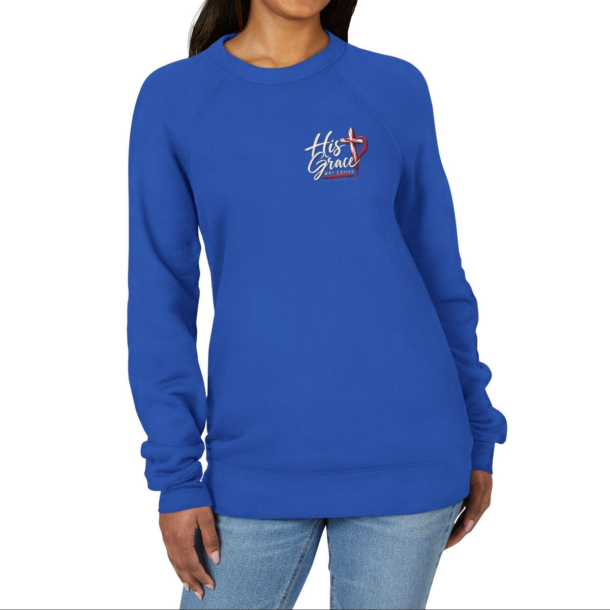 Saved by the Blood Sweatshirt — Christian Cross Faith Crewneck