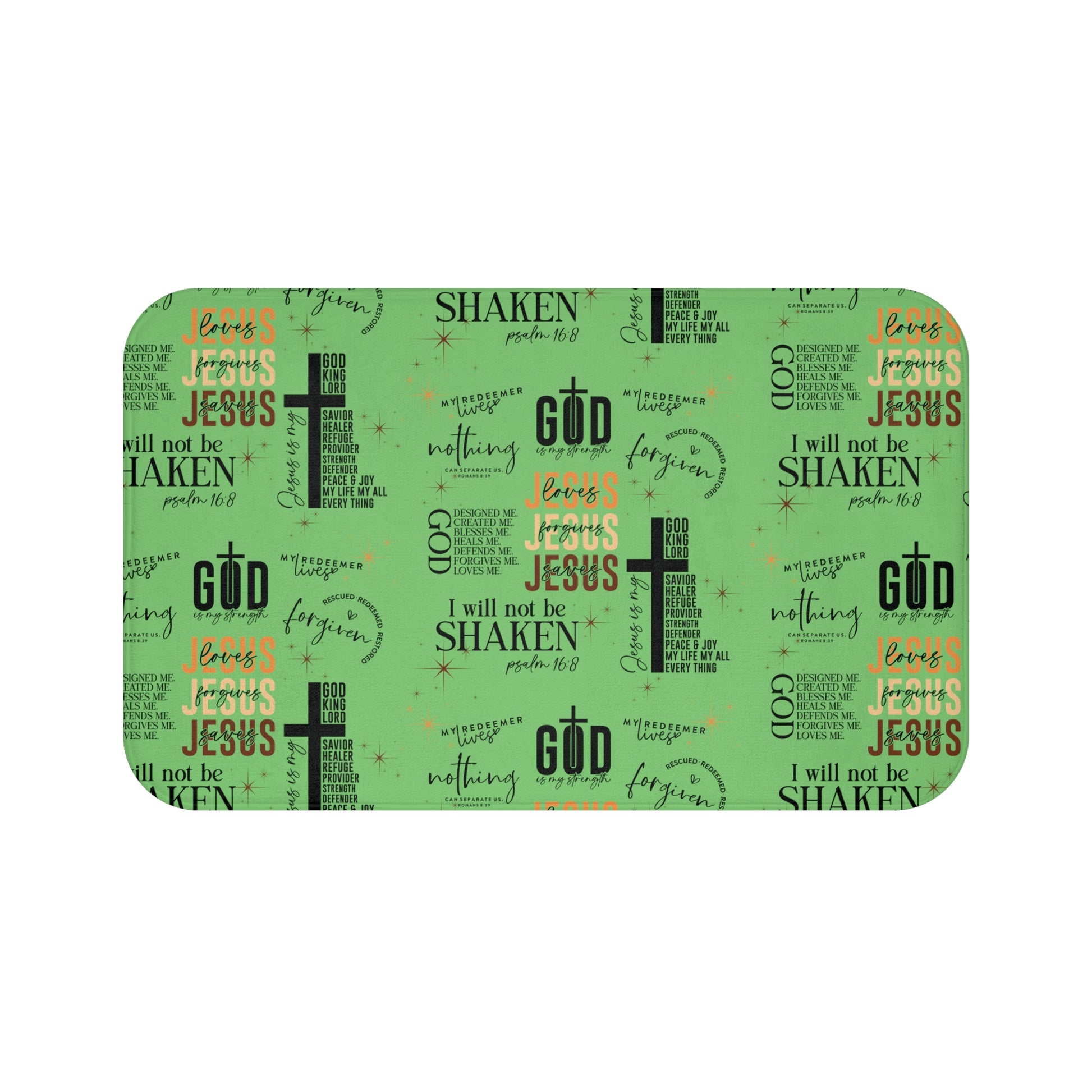 Christian Bath Mat with All-Over Jesus Quotes & Bible Verses – Non-Slip, Absorbent, Machine Washable, Soft Memory Foam, Faith Decor for Home Bathrooms Comfort Home