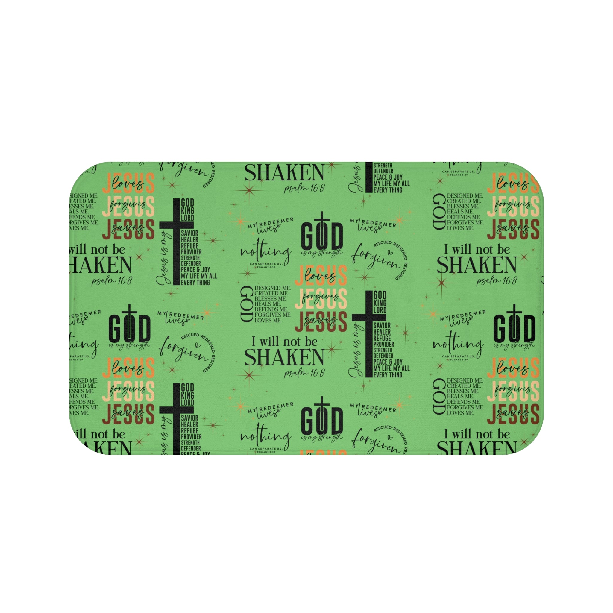 Christian Bath Mat with All-Over Jesus Quotes & Bible Verses – Non-Slip, Absorbent, Machine Washable, Soft Memory Foam, Faith Decor for Home Bathrooms Comfort Home