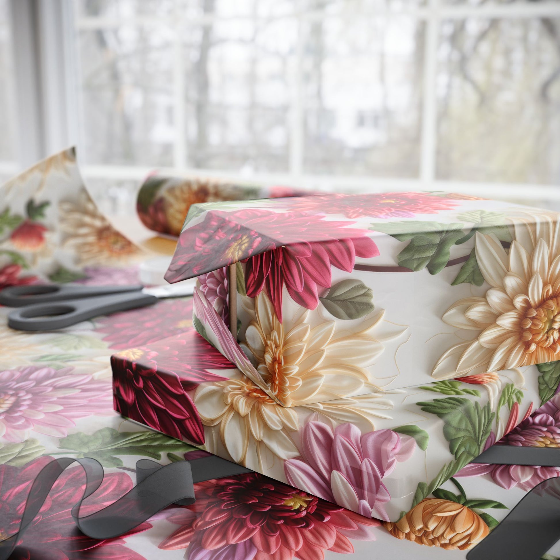 Elegant Fall Floral Wrapping Paper | Autumn-Inspired Gift Wrap with Vibrant Seasonal Blooms | Perfect for Thanksgiving, Birthdays, & Special Occasions | Premium Quality Gifts Moms